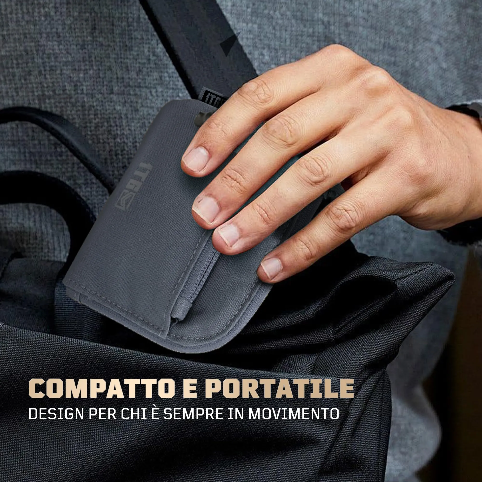 1TG Tactical Portafoglio Minimalista in Nylon 500D con Cerniera YKK - Grigio - immagine 6