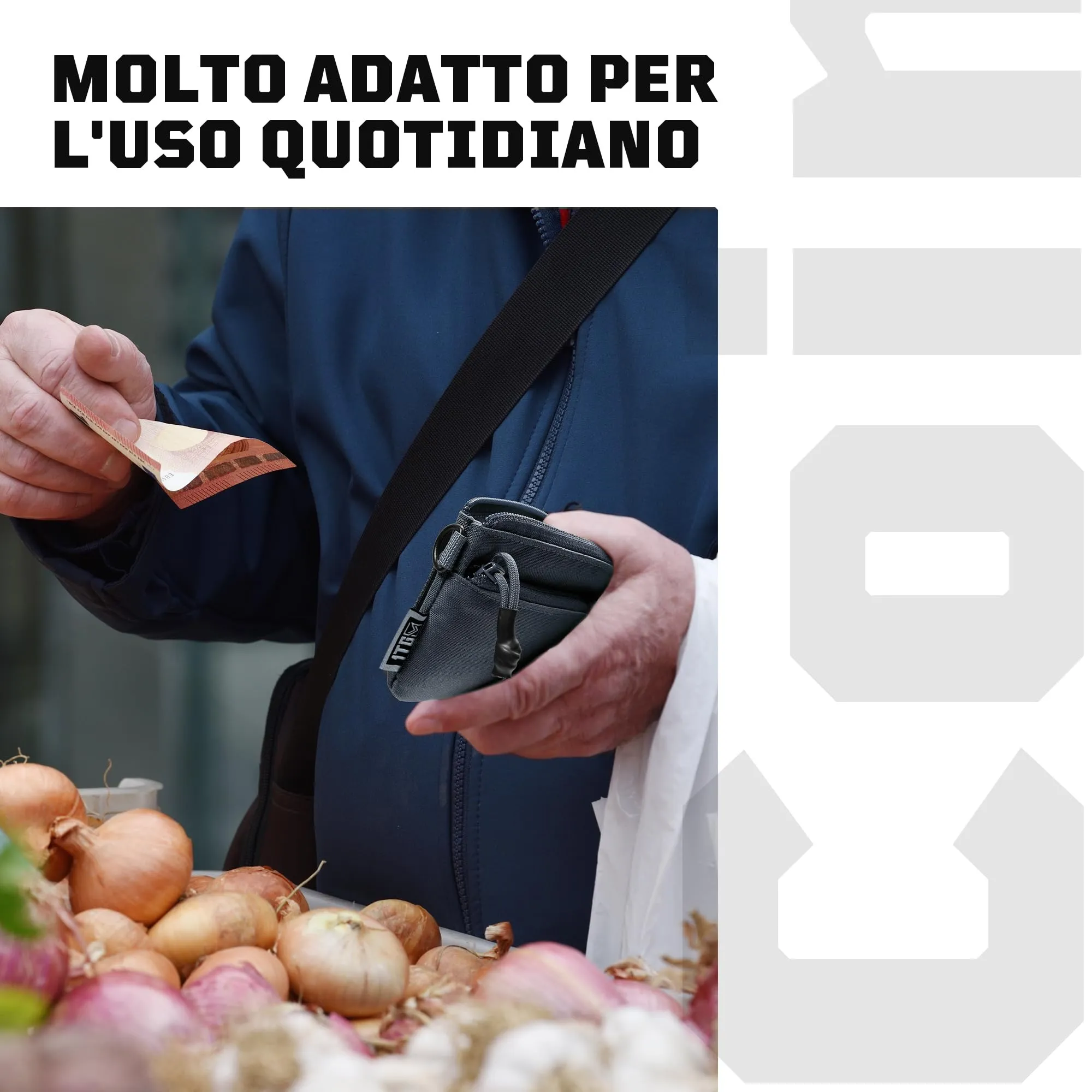 1TG Tactical Portafoglio Minimalista in Nylon 500D con Cerniera YKK - Grigio - immagine 8