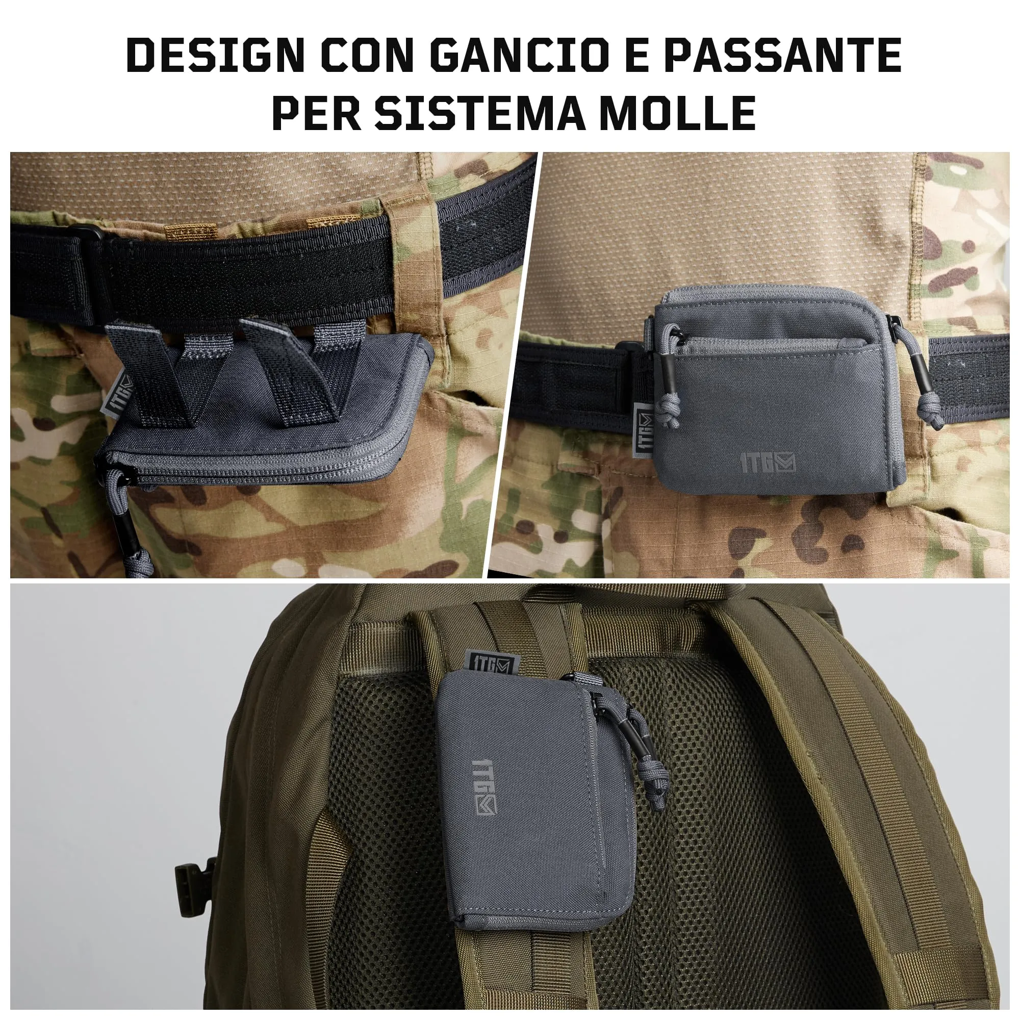 1TG Tactical Portafoglio Minimalista in Nylon 500D con Cerniera YKK - Grigio - immagine 9
