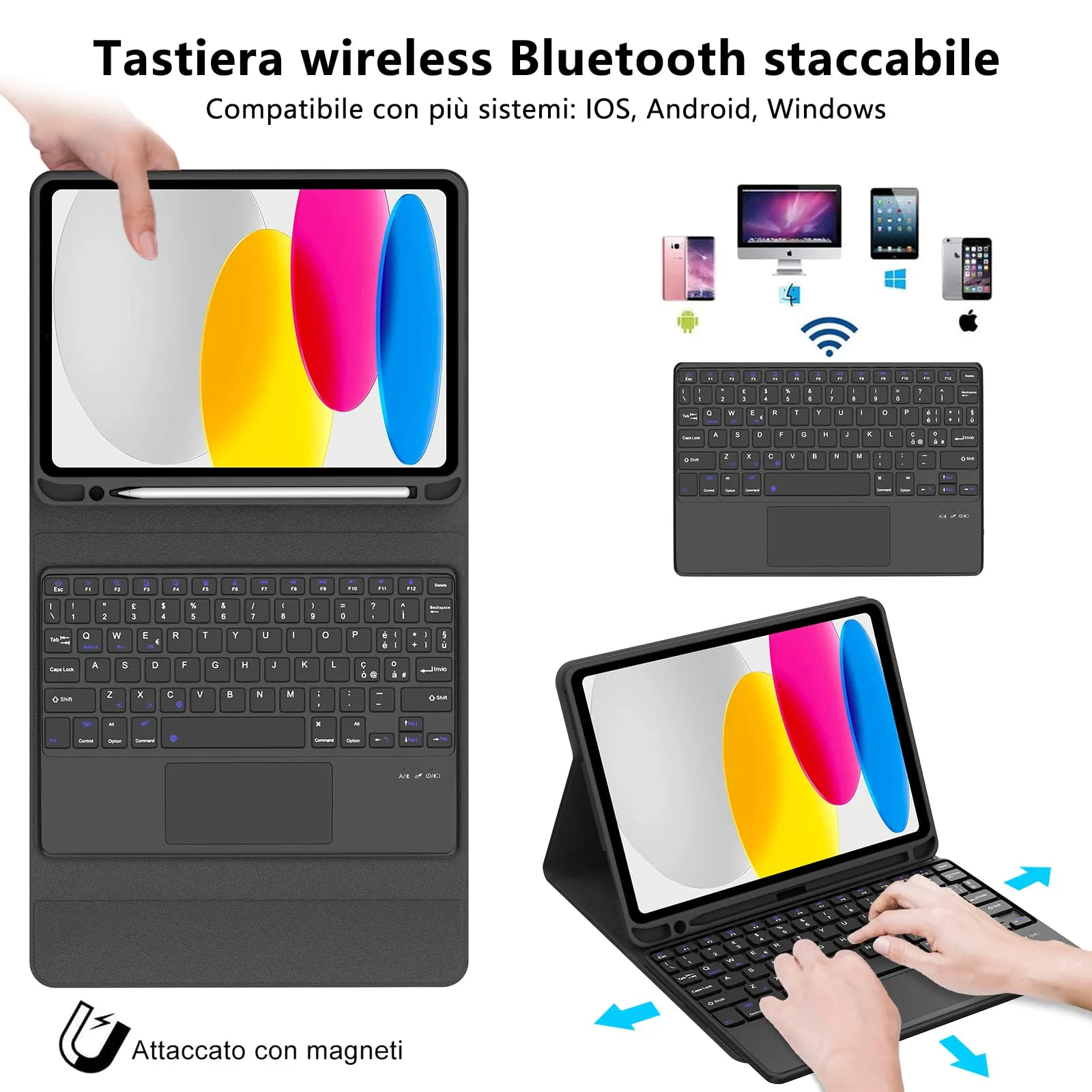 Tastiera per iPad A16 11 Generazione 11" 2025/10 Generazione 2022 10.9" - immagine 3