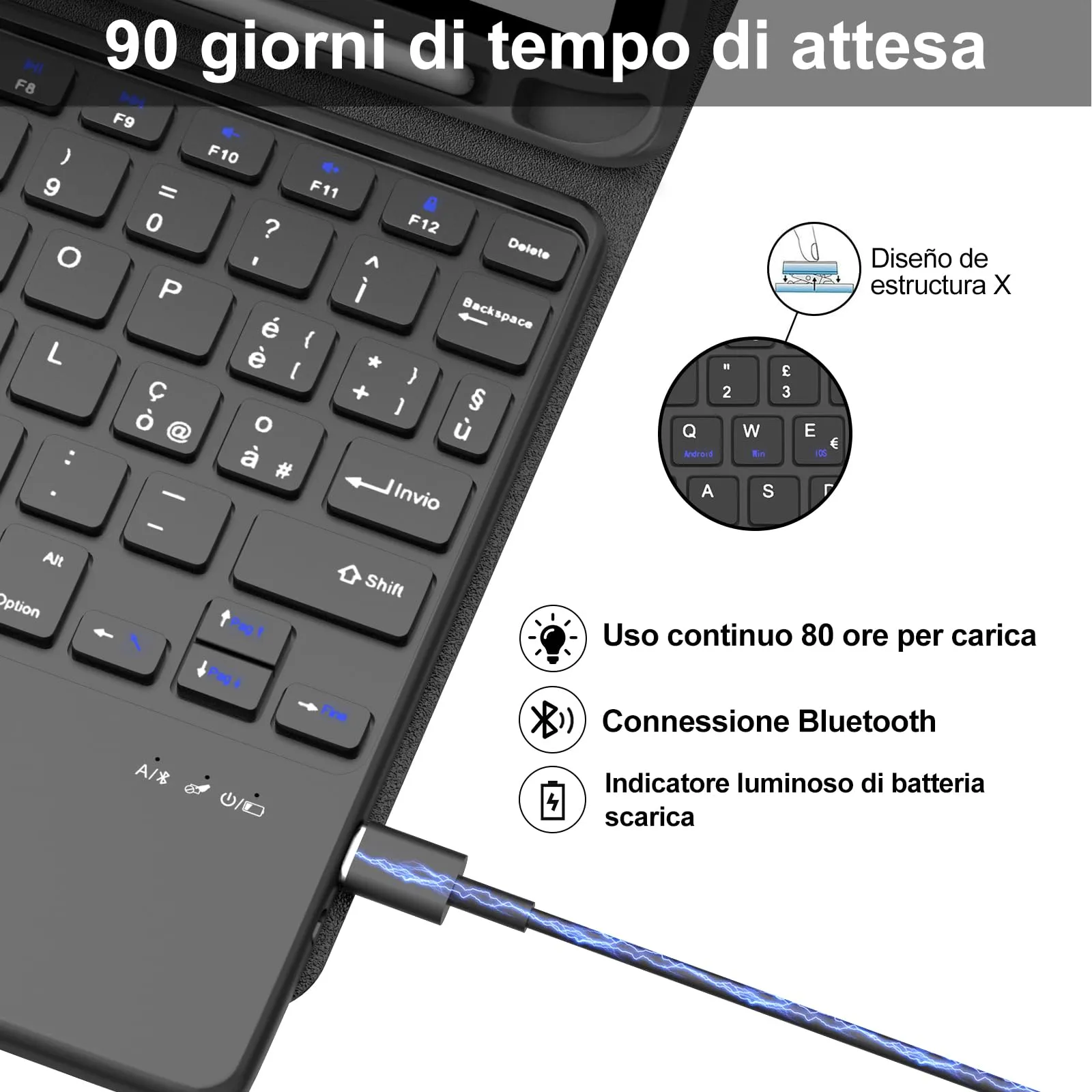 Tastiera per iPad A16 11 Generazione 11" 2025/10 Generazione 2022 10.9" - immagine 4