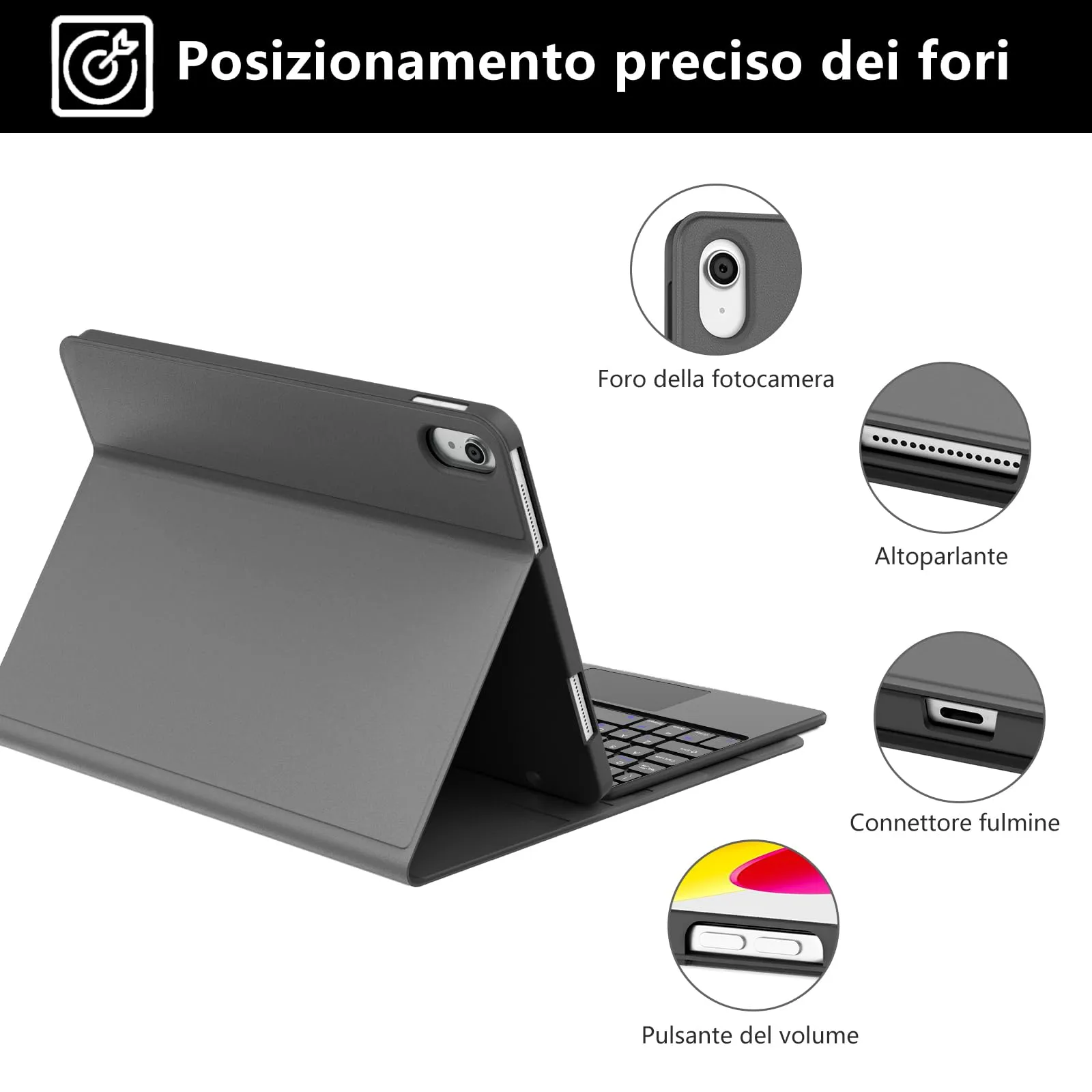 Tastiera per iPad A16 11 Generazione 11" 2025/10 Generazione 2022 10.9" - immagine 7