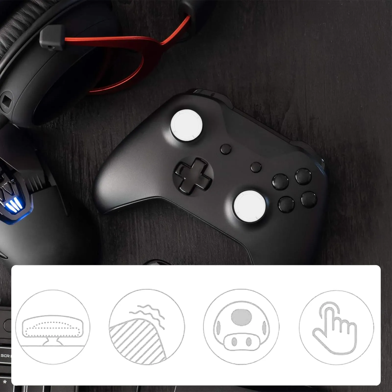 ZEPIQOR Copri Levette Analogiche in Silicone per Nintendo Switch, Switch OLED, Switch Lite (10 Pezzi - 6 Nero, 4 Bianco) - immagine 6