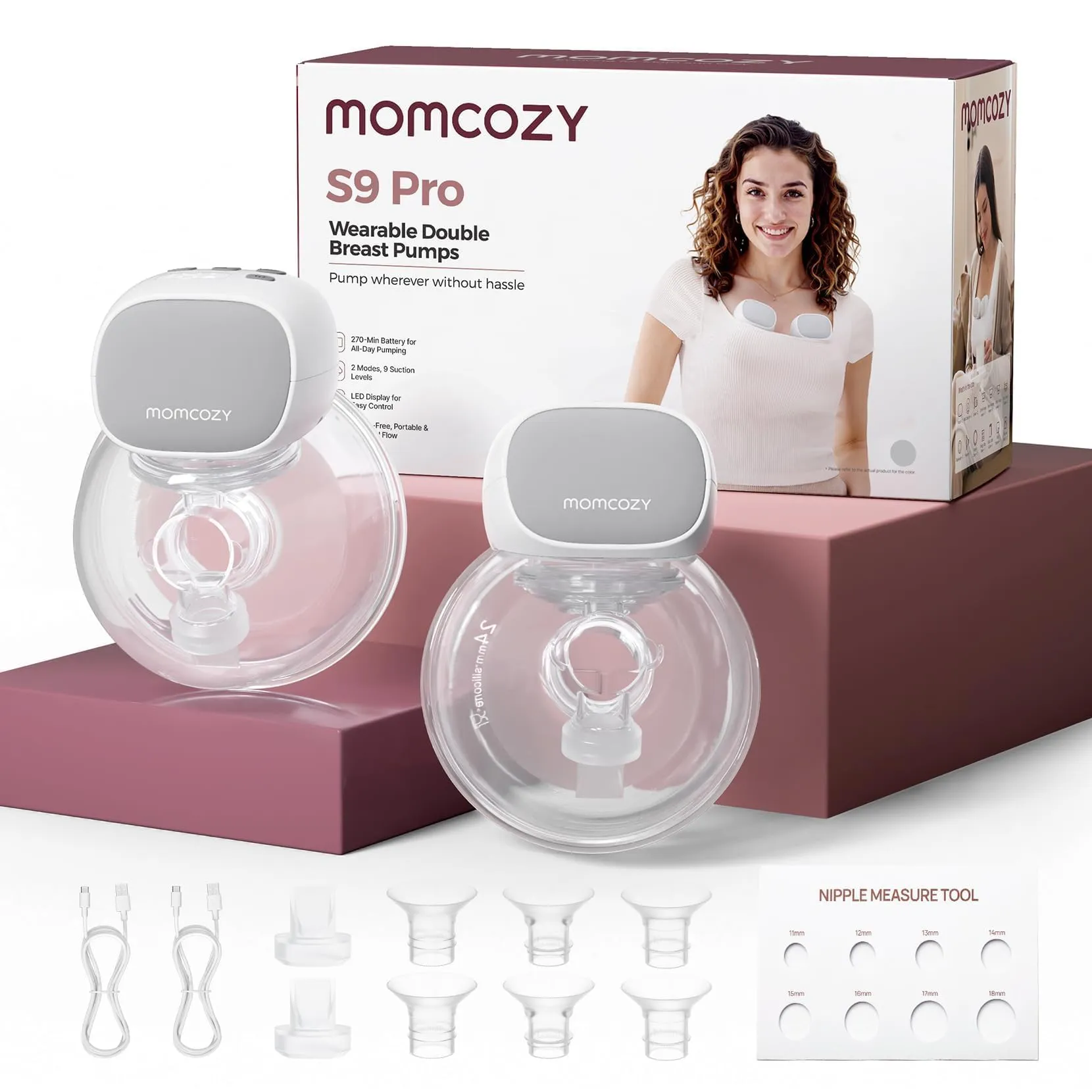 Momcozy S9 Pro Tiralatte Elettrico Indossabile Mani Libere 24mm 285mmHg - immagine 1