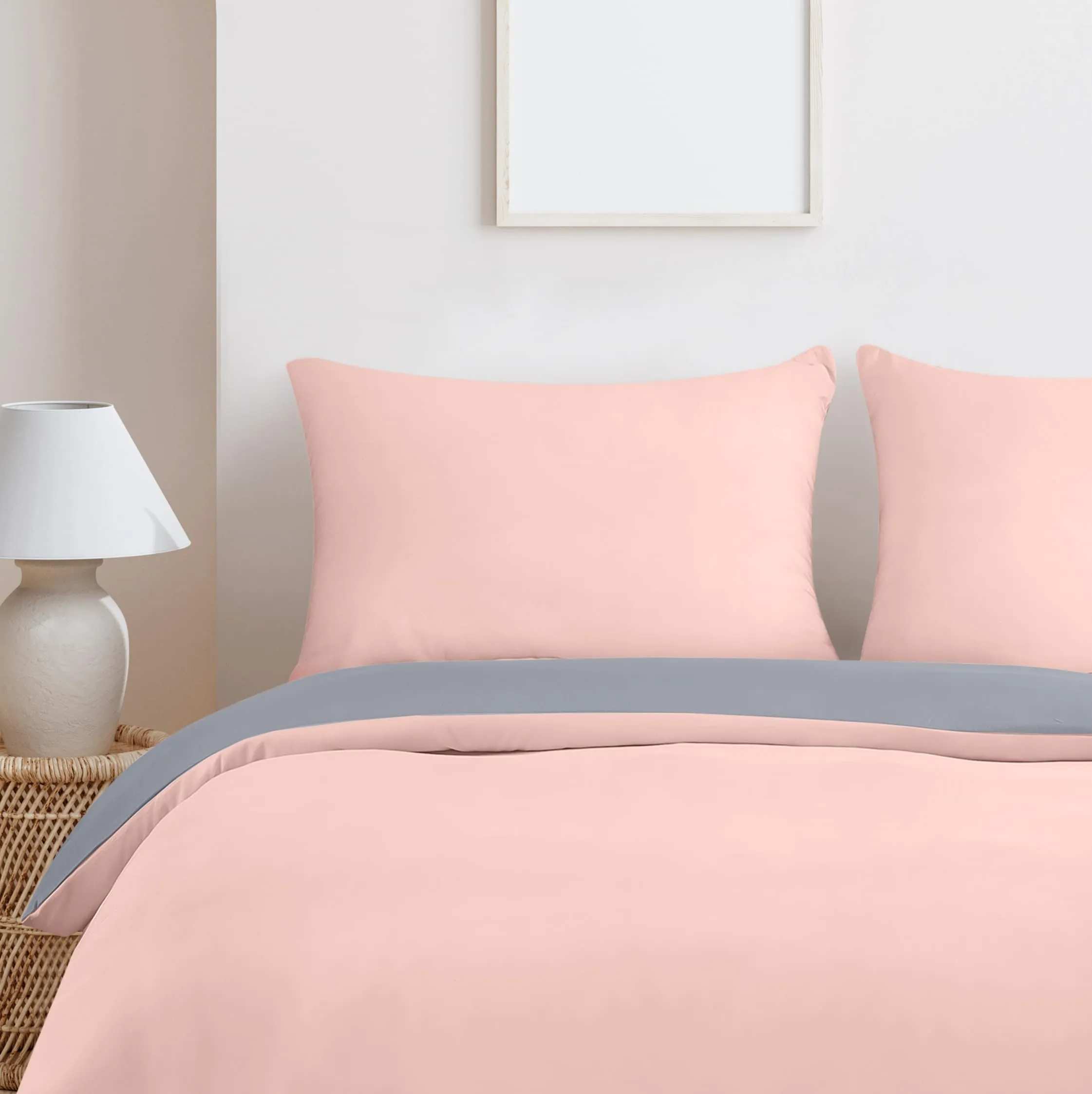 Utopia Bedding Copripiumino King Size in Microfibra, 230x220cm con Federe 50x75cm - Grigio/Rosa - immagine 3
