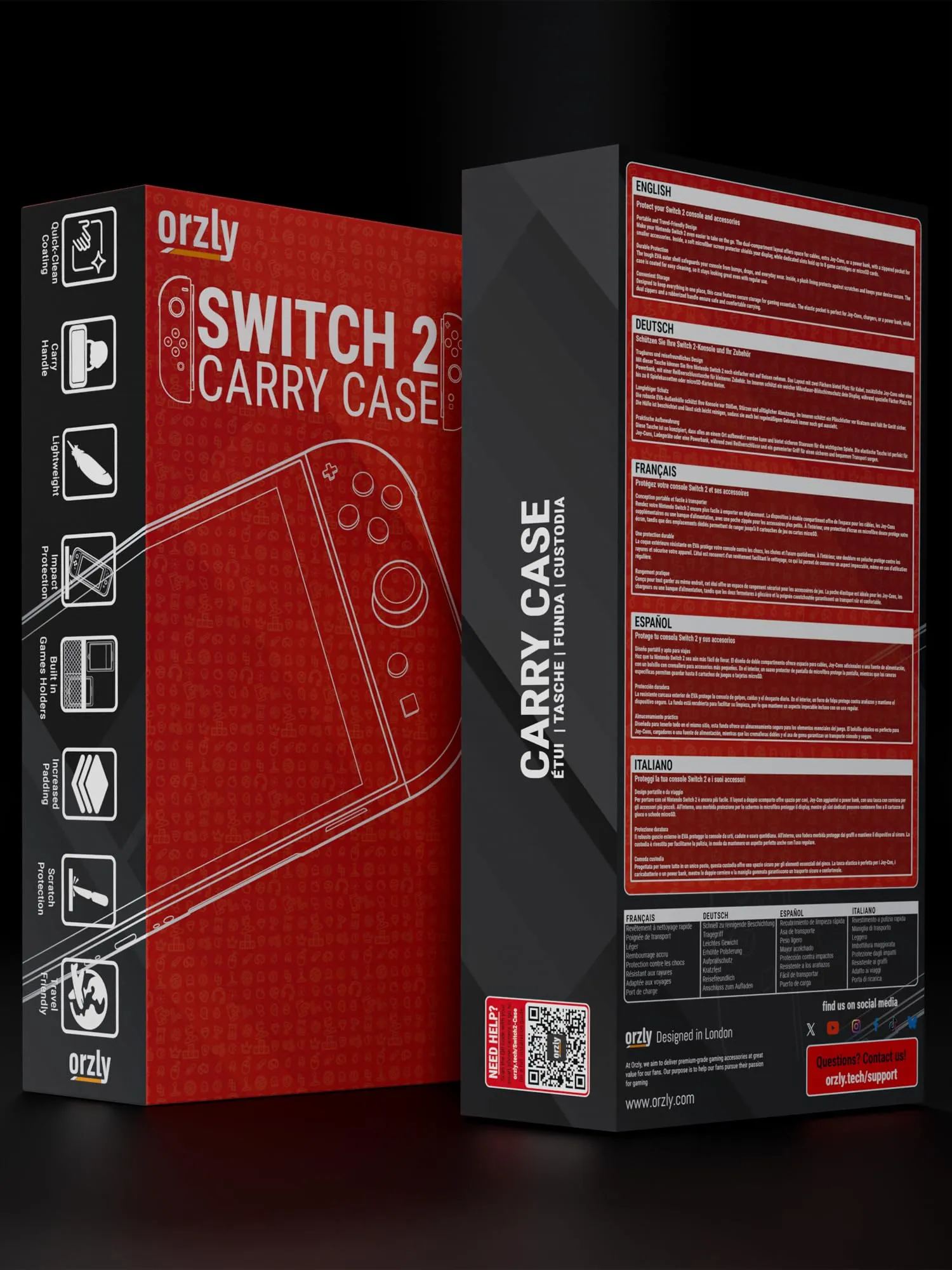 Orzly Accessori per Nintendo Switch e Switch OLED - Custodia, Pellicola Protettiva, Cavo di Ricarica, Porta Giochi e Impugnatura Comfort - immagine 3