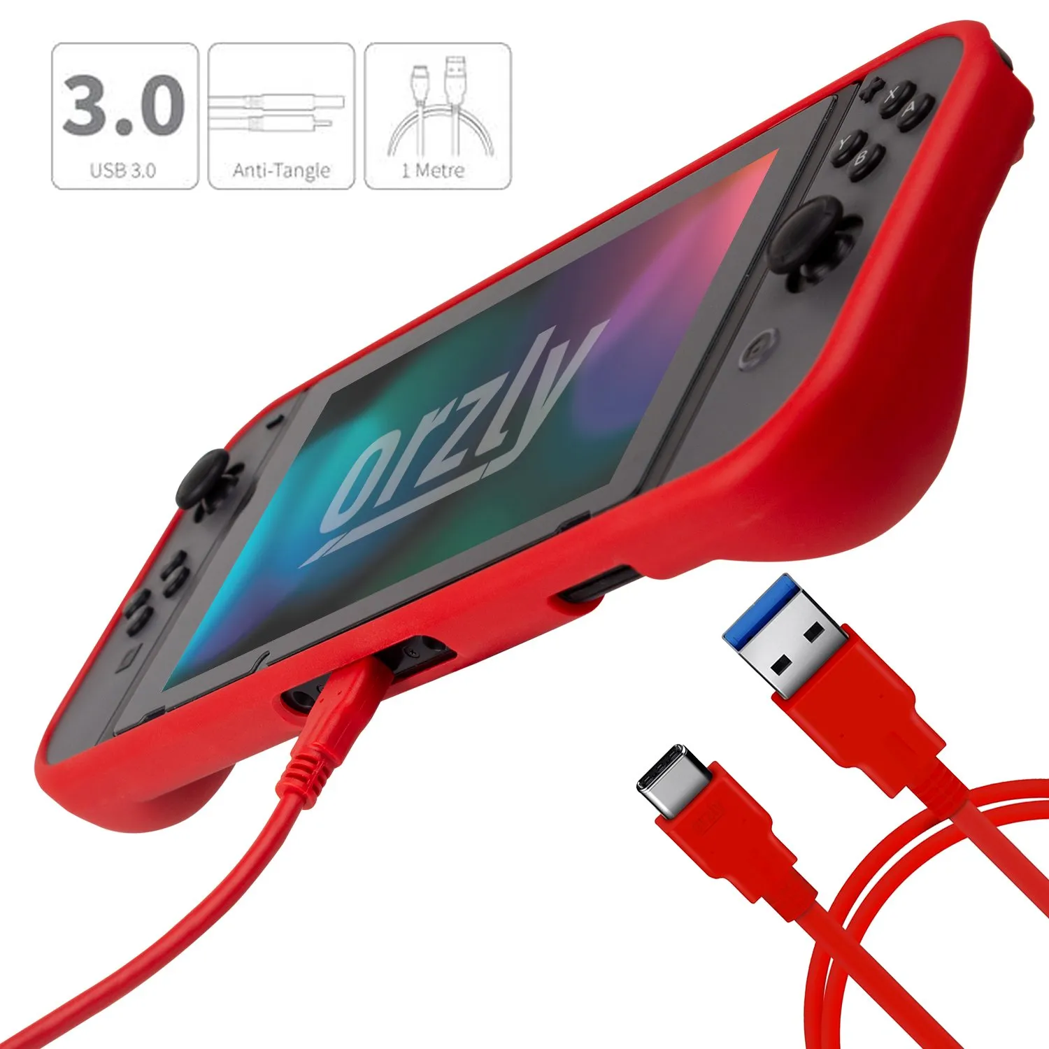 Orzly Accessori per Nintendo Switch - Rosso - immagine 7