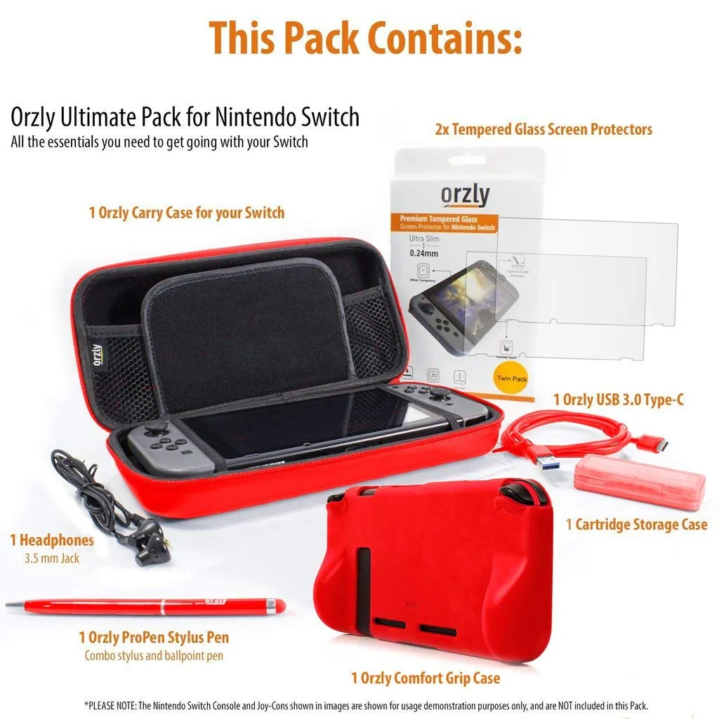 Orzly Accessori per Nintendo Switch - Rosso - immagine 8
