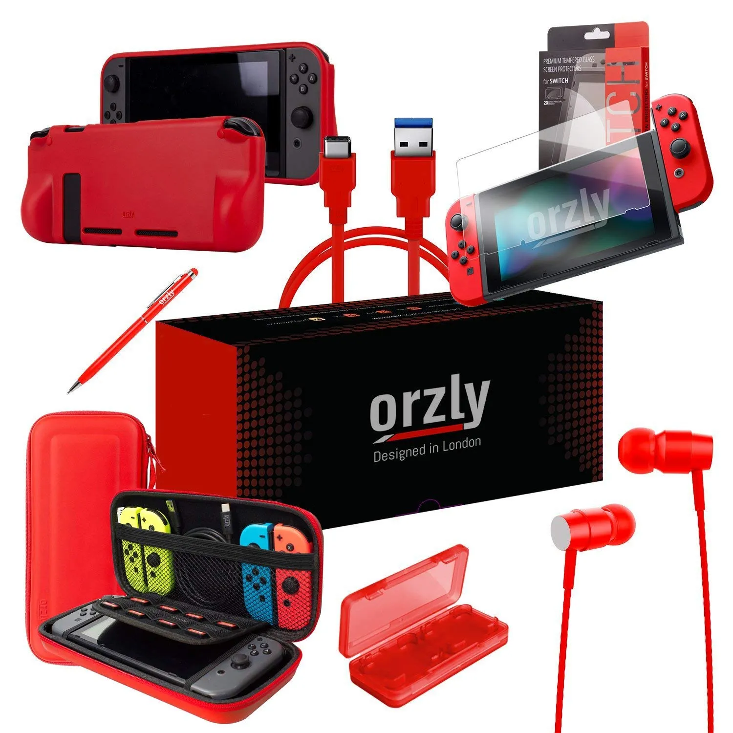 Orzly Accessori per Nintendo Switch - Rosso - immagine 9