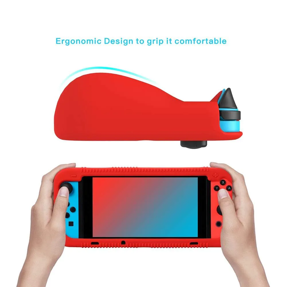 Teyomi Custodia in Silicone per Nintendo Switch con 2 Slot per Schede di Gioco, Rosso - immagine 2