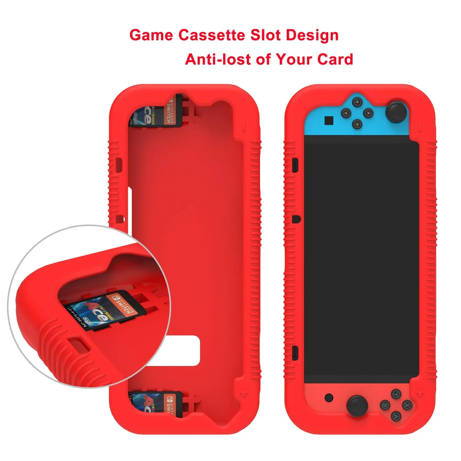 Teyomi Custodia in Silicone per Nintendo Switch con 2 Slot per Schede di Gioco, Rosso - immagine 3