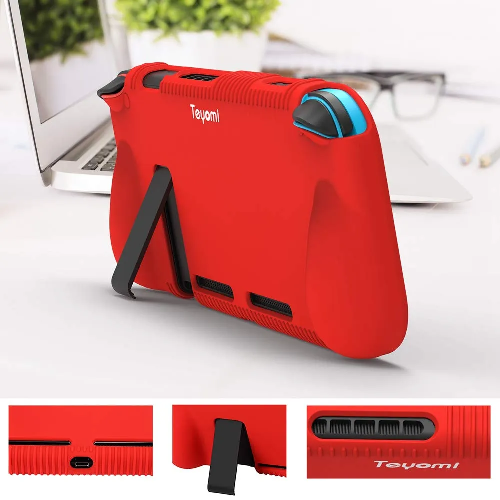 Teyomi Custodia in Silicone per Nintendo Switch con 2 Slot per Schede di Gioco, Rosso - immagine 6