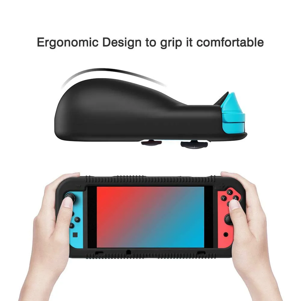 Teyomi Custodia in Silicone per Nintendo Switch con 2 Slot per Schede di Gioco, Nero - immagine 2