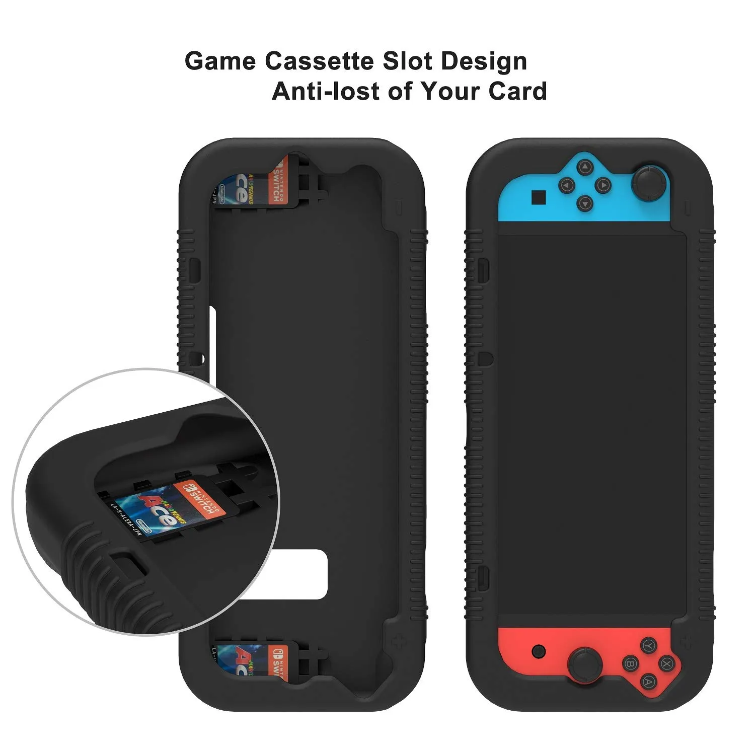 Teyomi Custodia in Silicone per Nintendo Switch con 2 Slot per Schede di Gioco, Nero - immagine 3