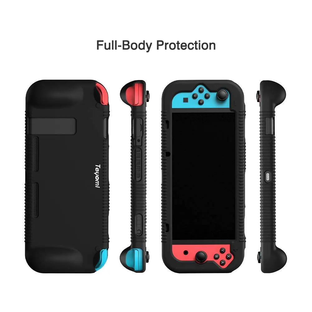 Teyomi Custodia in Silicone per Nintendo Switch con 2 Slot per Schede di Gioco, Nero - immagine 5