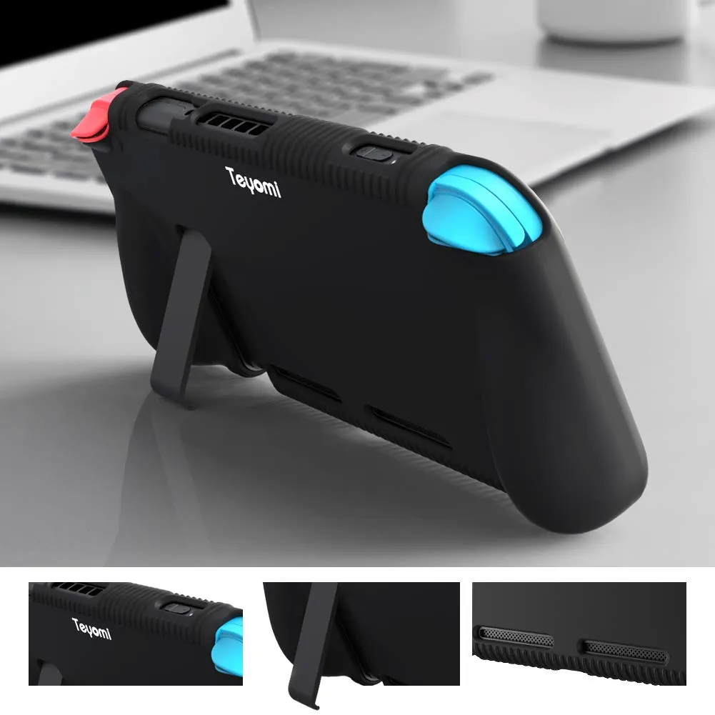 Teyomi Custodia in Silicone per Nintendo Switch con 2 Slot per Schede di Gioco, Nero - immagine 6