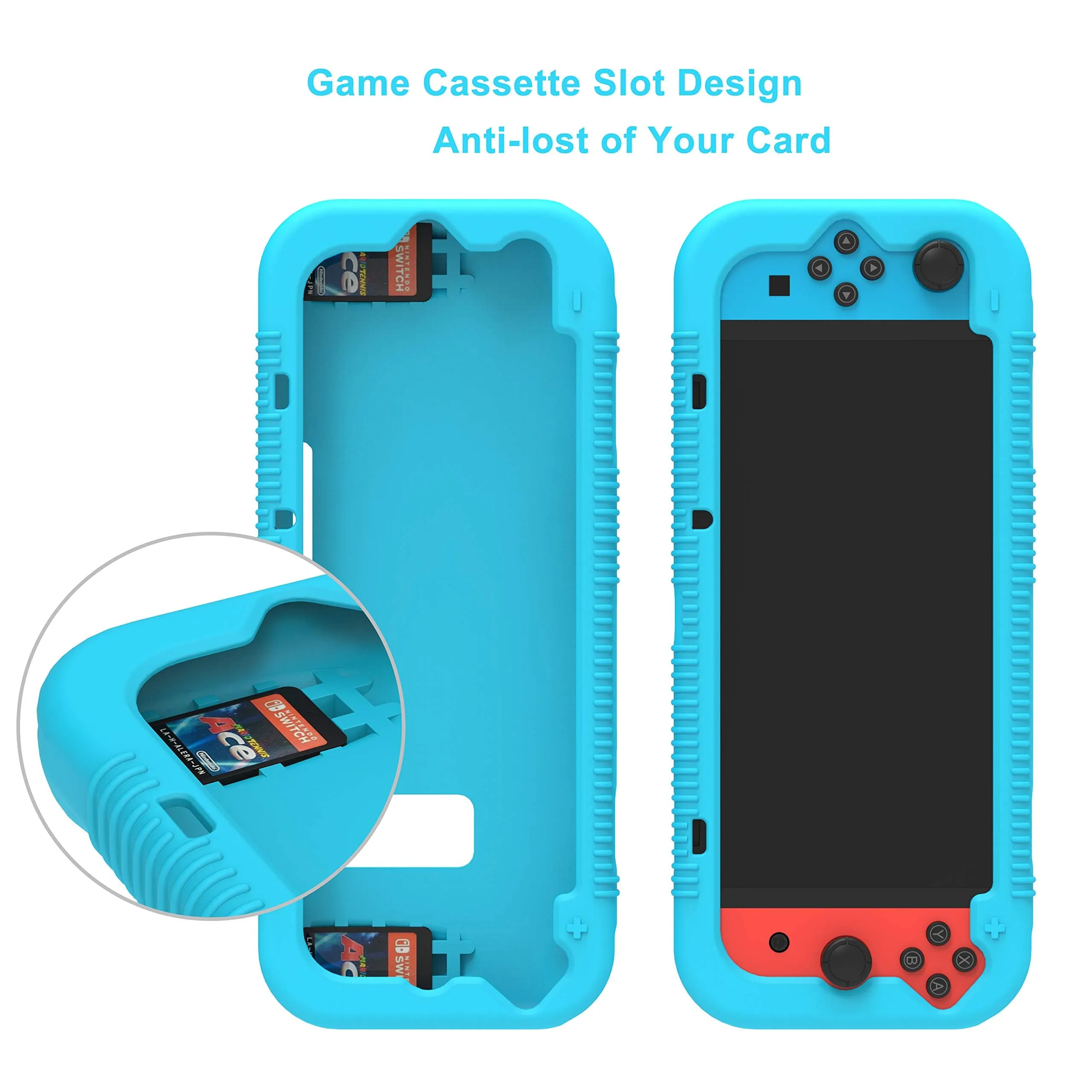Teyomi Custodia protettiva in silicone per Nintendo Switch, Grip Cover con slot per 2 carte da gioco (Rosa) - immagine 4