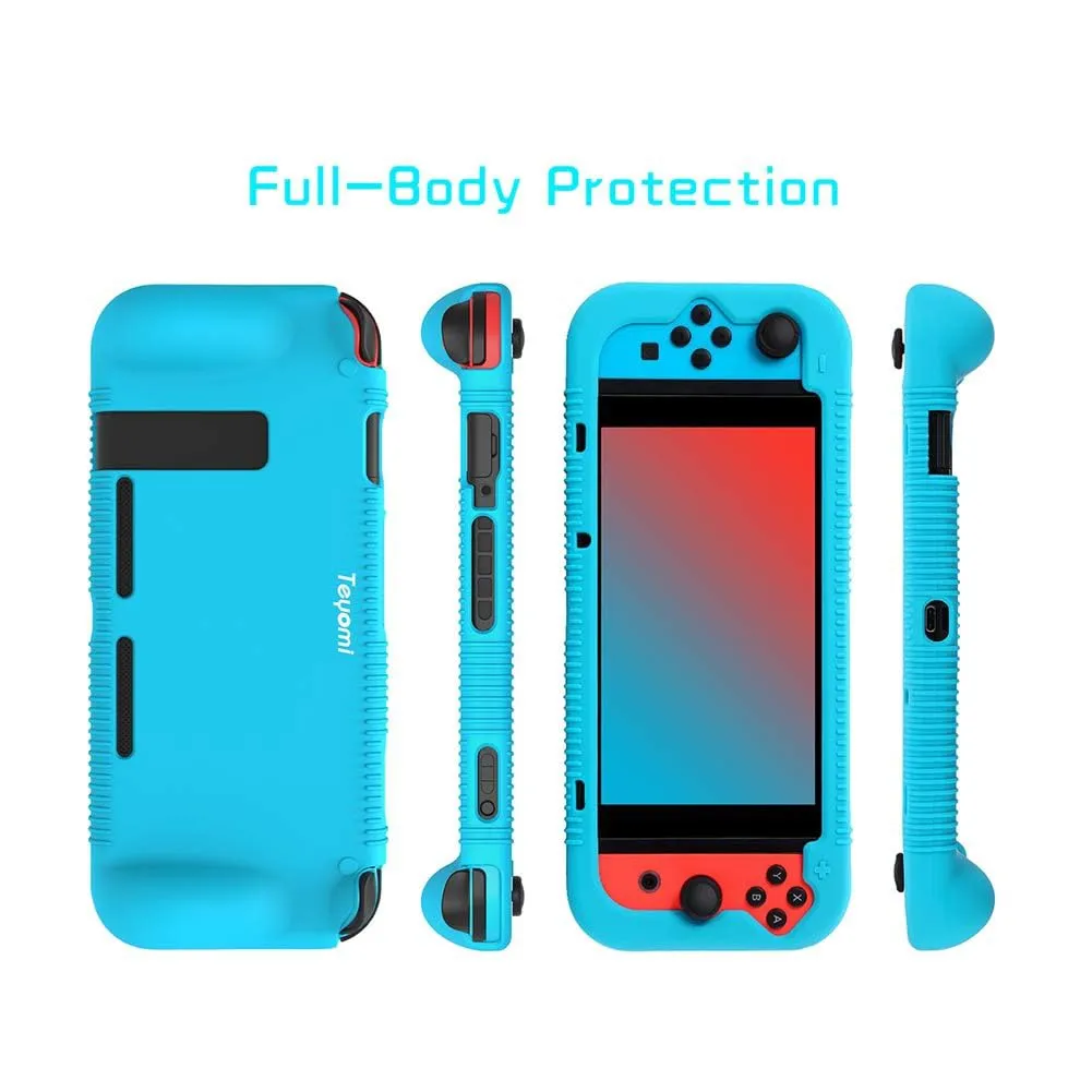 Teyomi Custodia protettiva in silicone per Nintendo Switch con slot per 2 schede di gioco, viola - immagine 6