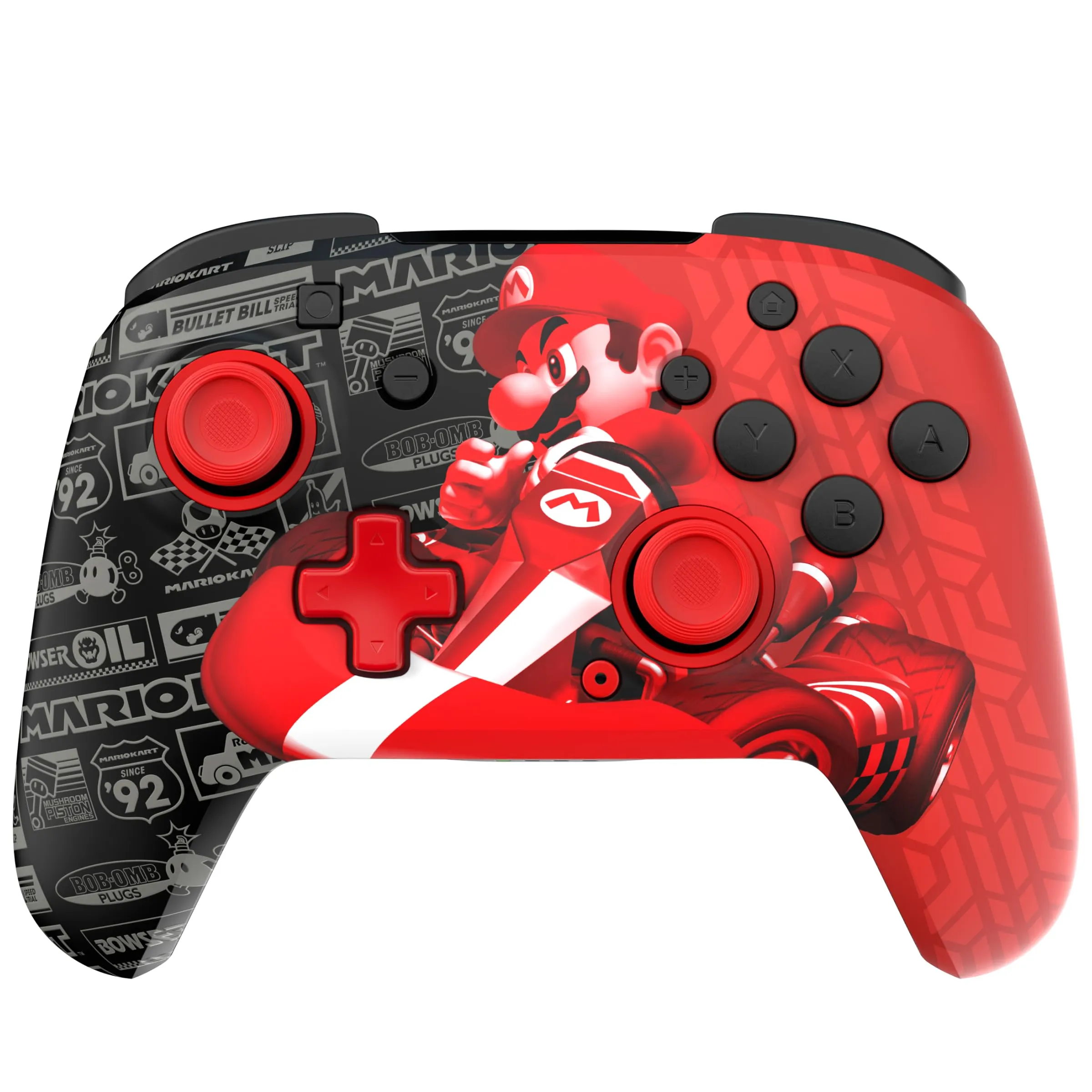 PDP Rematch Glow Wireless Controller for Nintendo Switch, Lite, and OLED - Mario Grand Prix Red - immagine 1