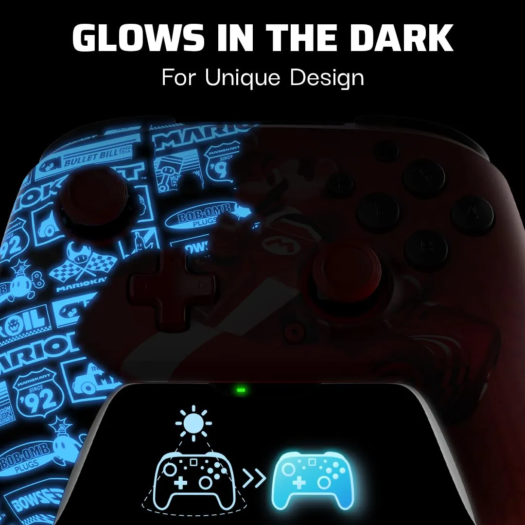 PDP Rematch Glow Wireless Controller for Nintendo Switch, Lite, and OLED - Mario Grand Prix Red - immagine 2