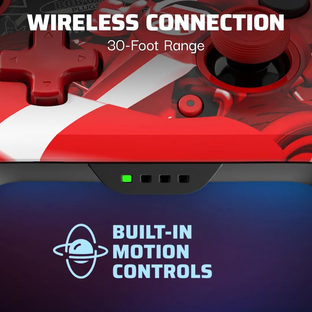 PDP Rematch Glow Wireless Controller for Nintendo Switch, Lite, and OLED - Mario Grand Prix Red - immagine 6