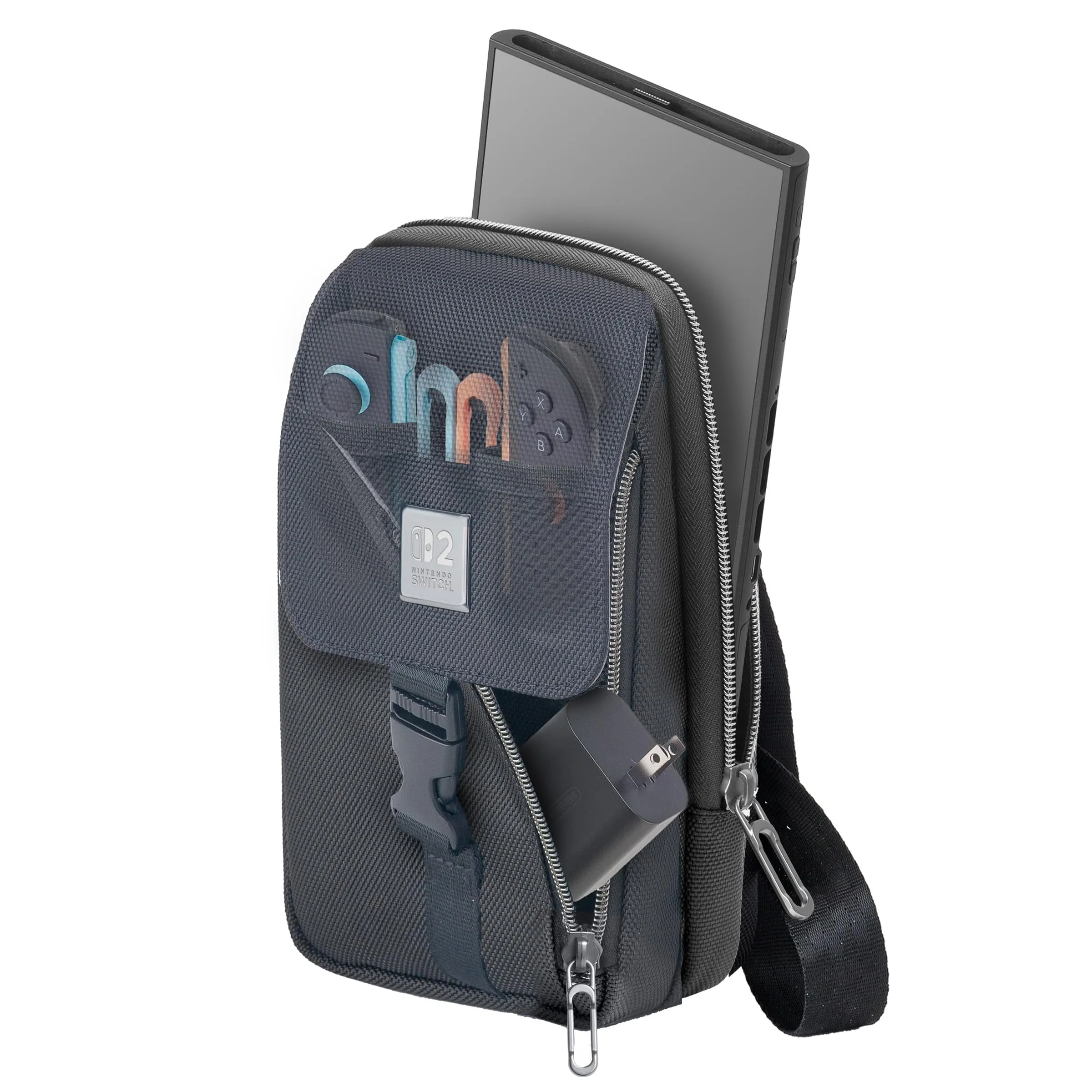 Game Traveler Borsa a Tracolla Verticale Deluxe per Nintendo Switch OLED e Traveler Deluxe - Nero - immagine 3