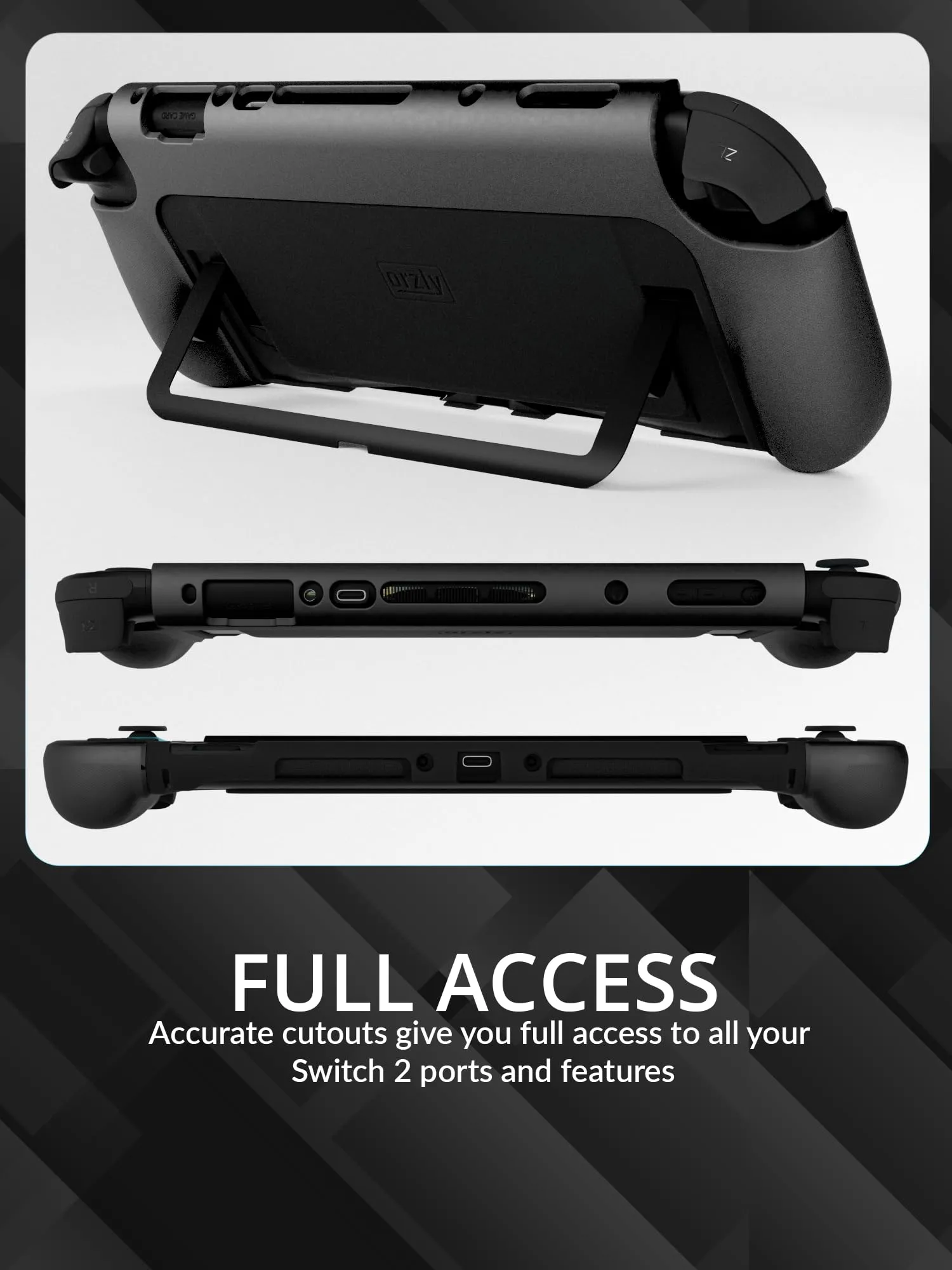 Orzly Accessori per Nintendo Switch 2 (2025) - Custodia, Pellicola Protettiva, Cavo di Ricarica, Porta Giochi, Impugnatura Comfort e Cuffie - Nero - immagine 10