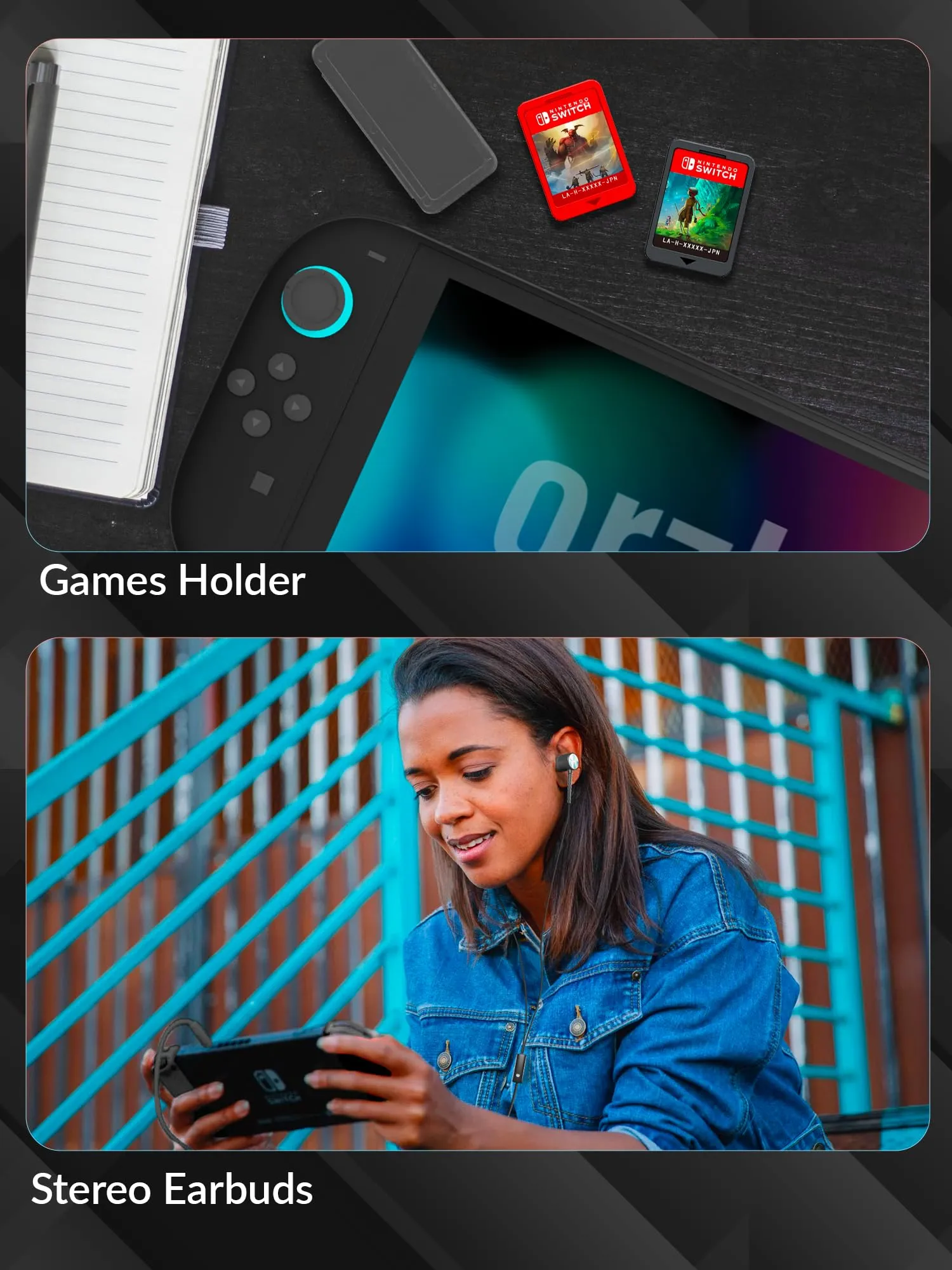 Orzly Accessori per Nintendo Switch 2 (2025) - Custodia, Pellicola Protettiva, Cavo di Ricarica, Porta Giochi, Impugnatura Comfort e Cuffie - Nero - immagine 11