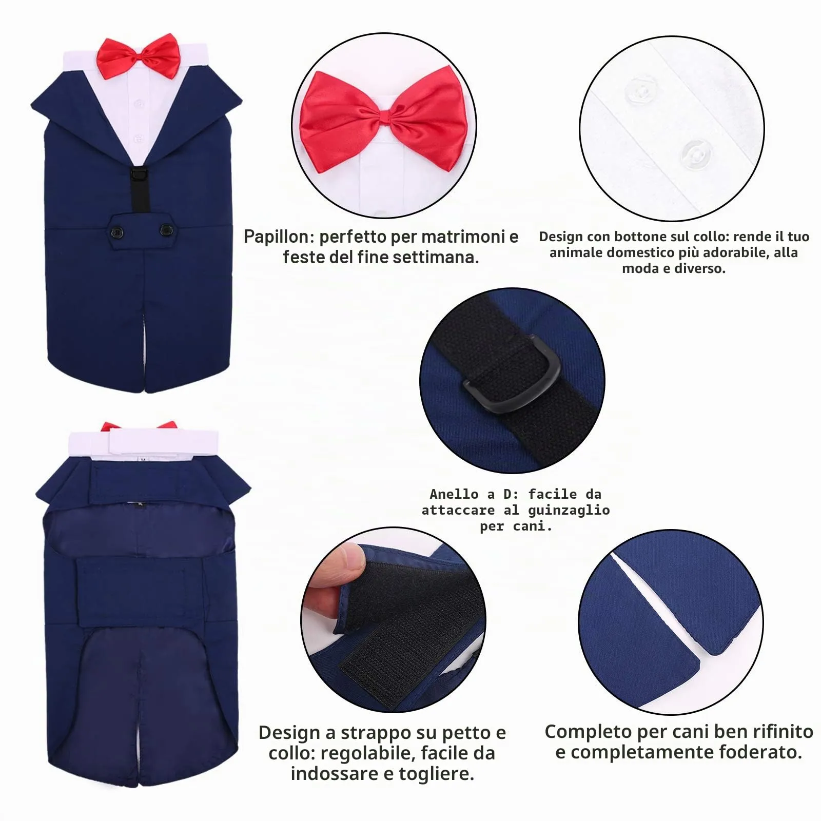 PUMYPOREITY Smoking per cani con bandana, Blu, XXL - immagine 4
