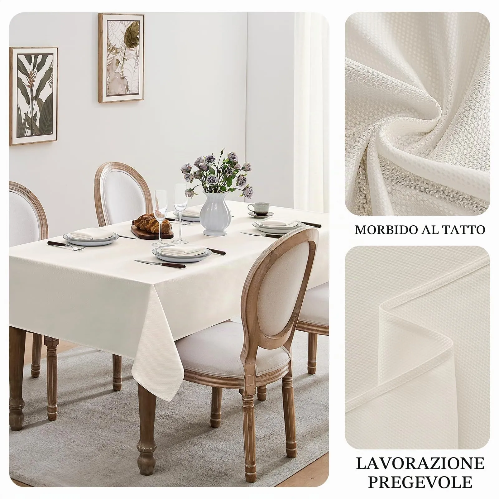 Softalker Tovaglia Antimacchia Beige 100x100 cm Quadrata in Poliestere 210GSM Idrorepellente - immagine 2