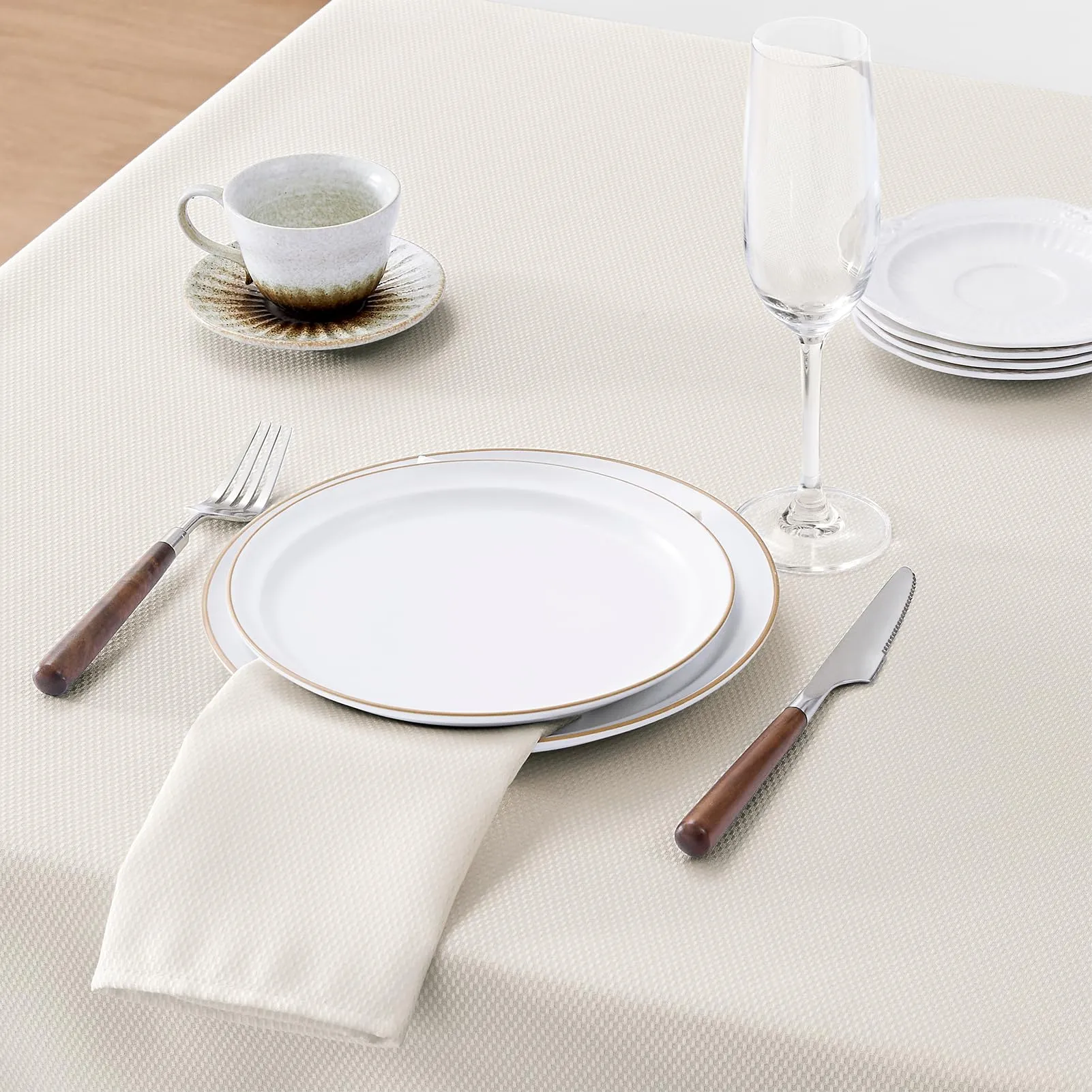 Softalker Tovaglia Antimacchia Beige 100x100 cm Quadrata in Poliestere 210GSM Idrorepellente - immagine 6