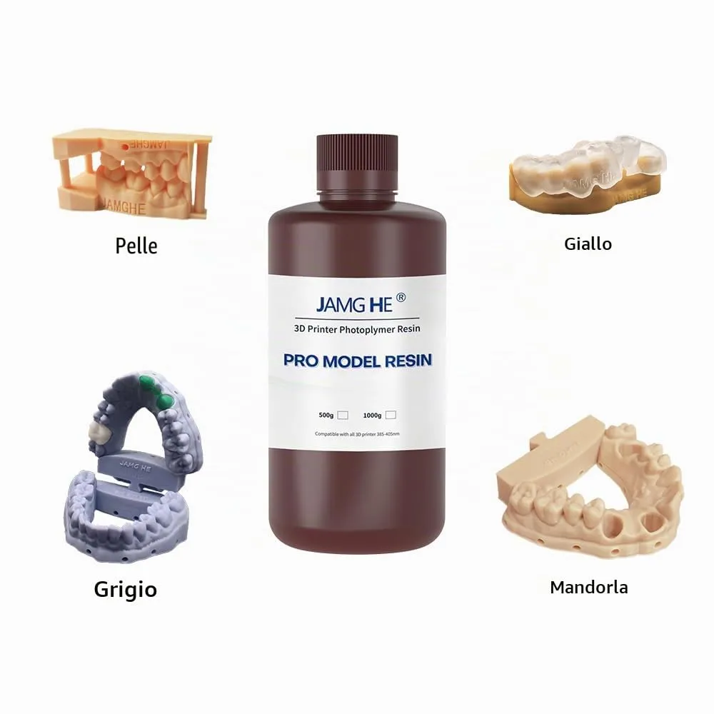 JAMG HE Dental Pro Model Resin for Crown, Bridge, Orthodontic and Implant Models, Water Washable, Light Grey, 500g - immagine 5