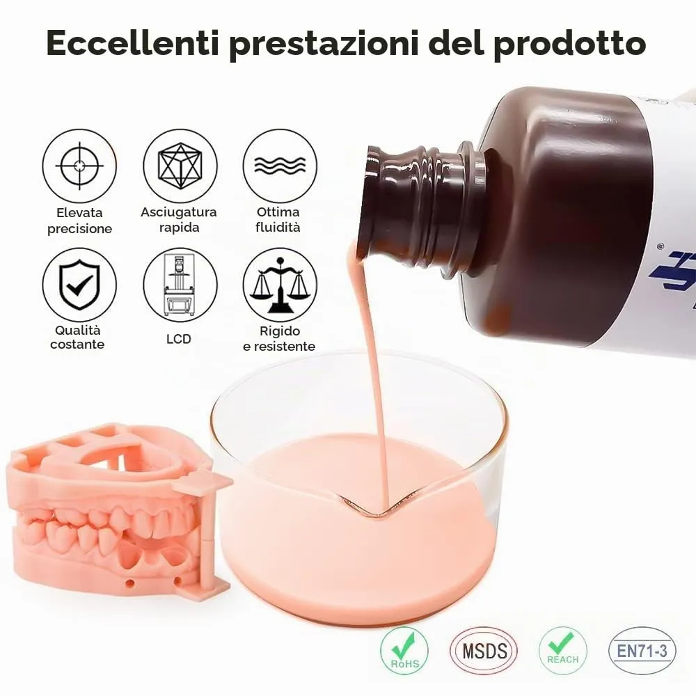 JH JAMG HE Resina per Stampante 3D Dentale Pro Model (IPA Clean, Grigio Chiaro) - immagine 2