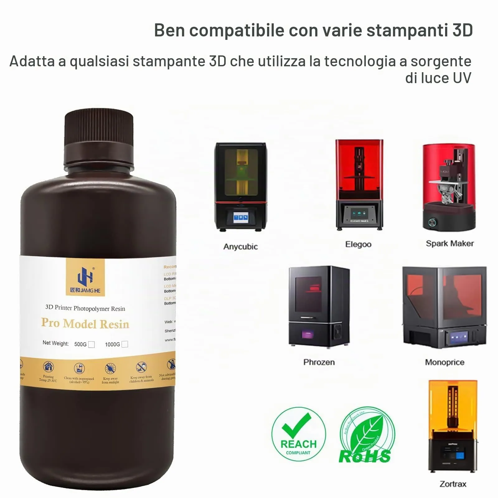 JH JAMG HE Resina per Stampante 3D Dentale Pro Model (IPA Clean, Grigio Chiaro) - immagine 7