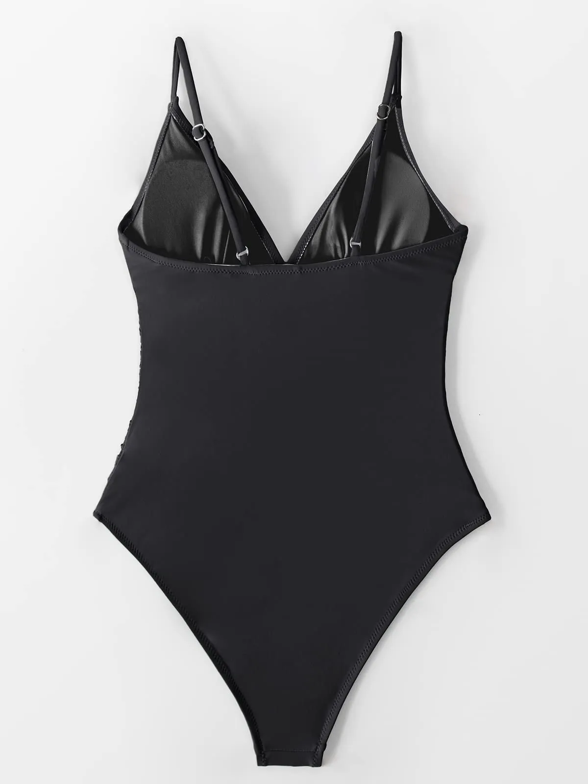 CUPSHE Costume Intero da Donna Scollo a V Effetto Snellente - Nero - M - immagine 6