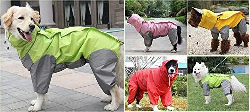 feiling Impermeabile per Cani Patchwork a 4 Gambe con Cappuccio Rimovibile, Verde, 26# - immagine 2