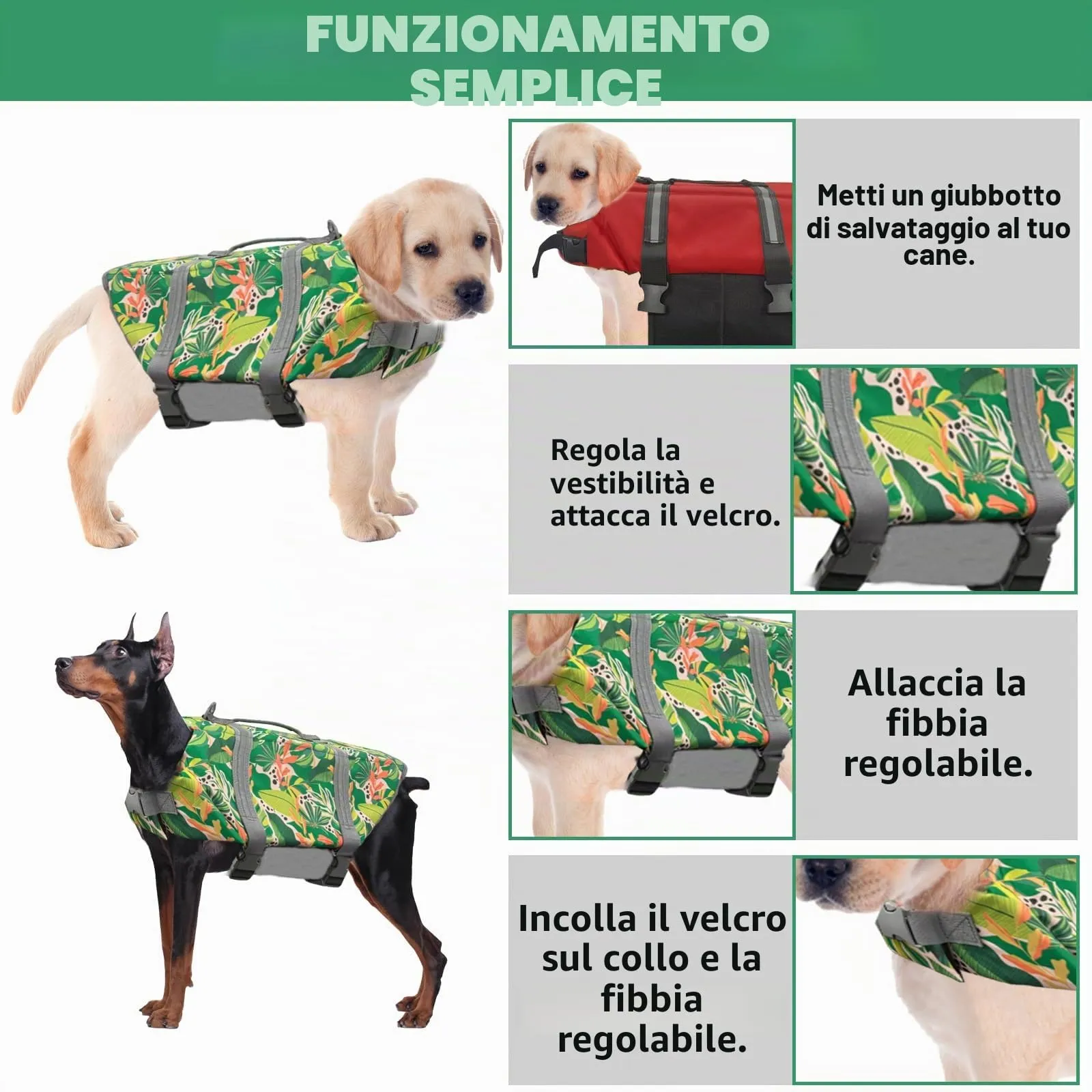 FainFun Giubbotto di Salvataggio per Cani, Arancione, Taglia L - immagine 4