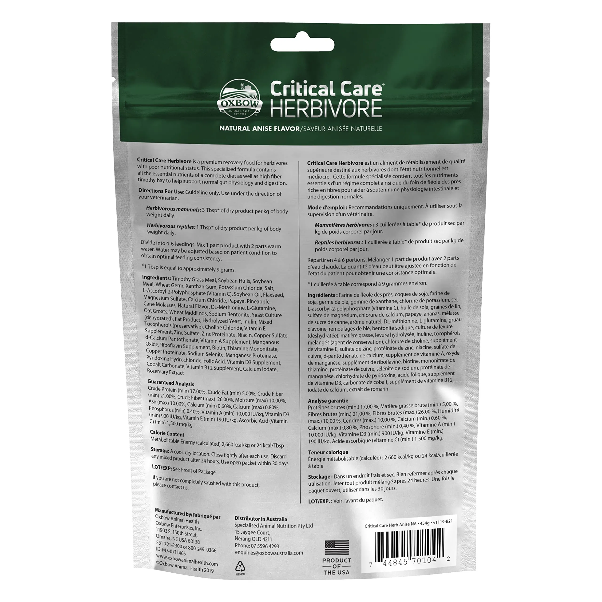 Oxbow Critical Care Small Animal Supplement Complete Assist Feeding Formula, 454g - immagine 2