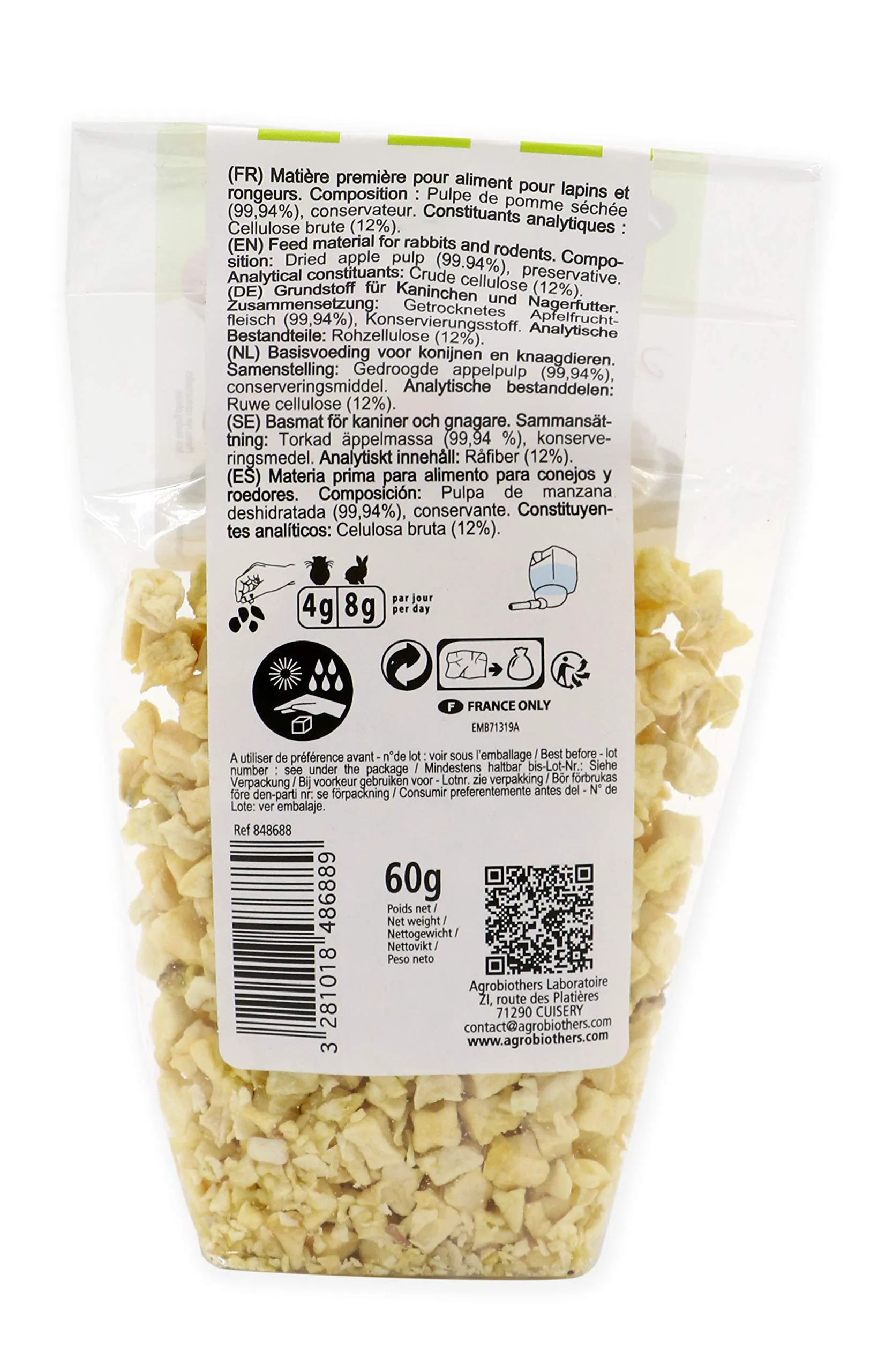 Aimé Dolci Snack Chips di Mela per Conigli e Roditori, 60 g - immagine 4