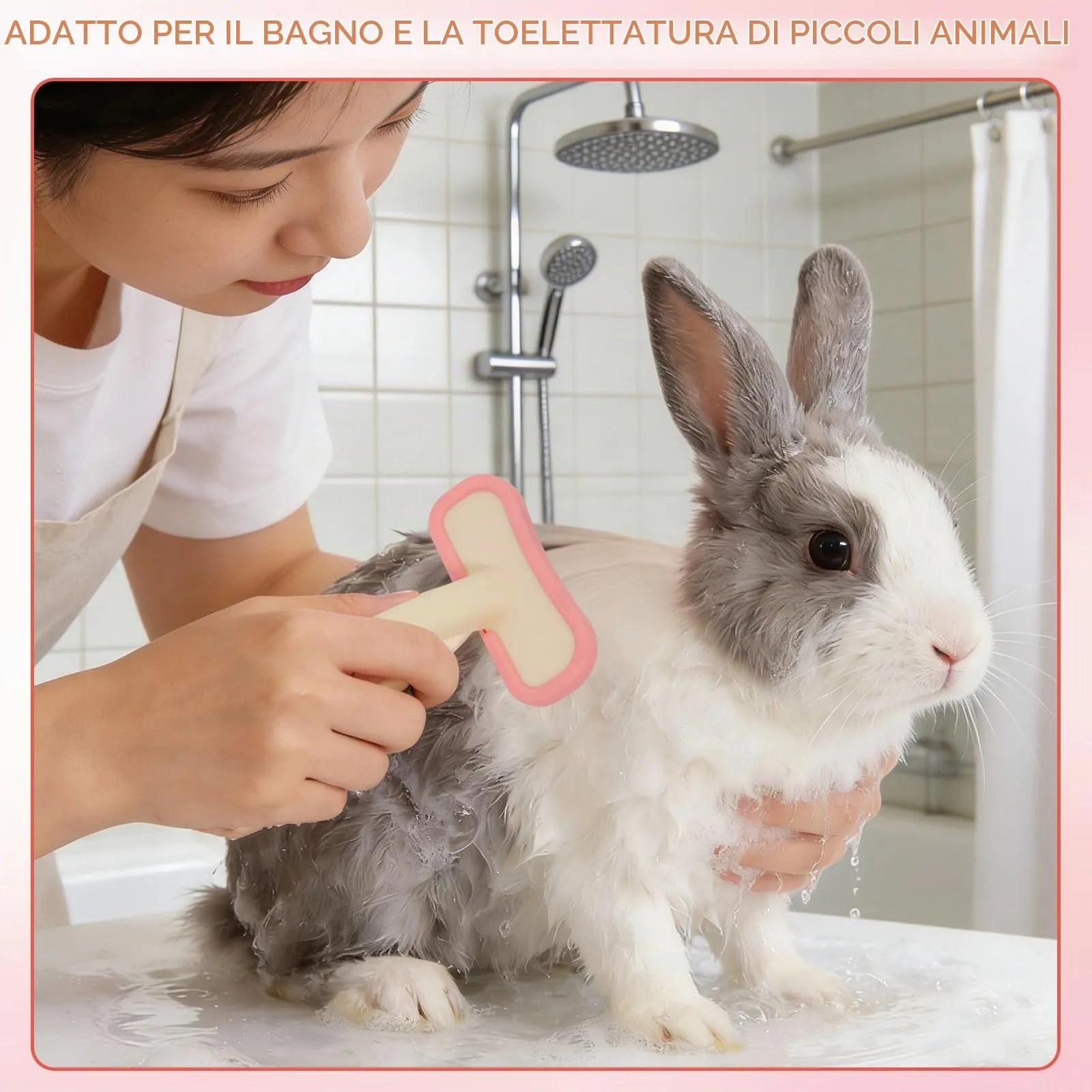 CYUXING Spazzola massaggiante in silicone per conigli, gatti e piccoli animali - immagine 4