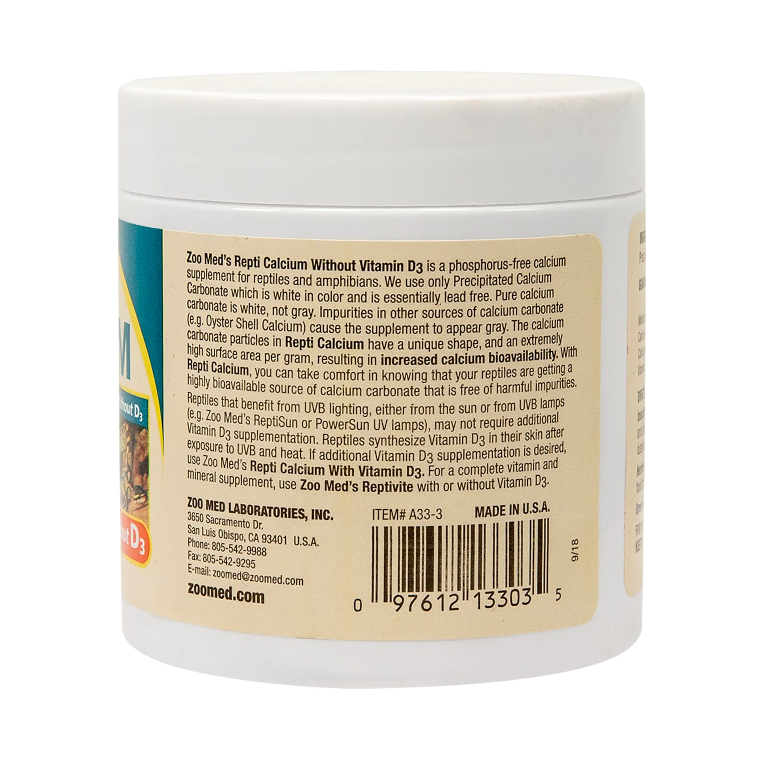 Zoo Med Repti Calcium, Carbonato di Calcio senza D3 per Rettili e Anfibi, 85g - immagine 5