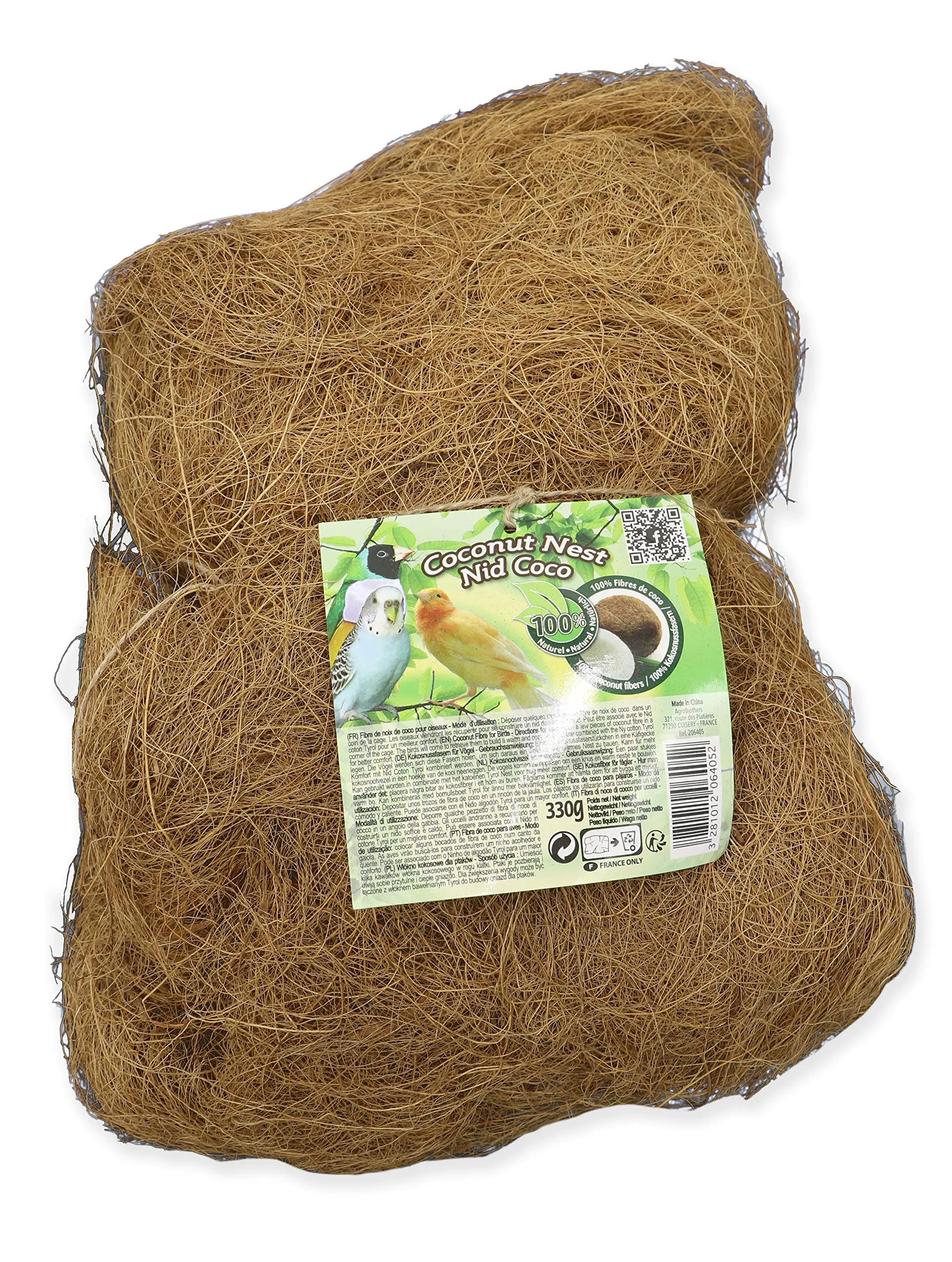 Tyrol Palla in fibra di cocco per nido per uccelli, Marrone, 300g - immagine 1