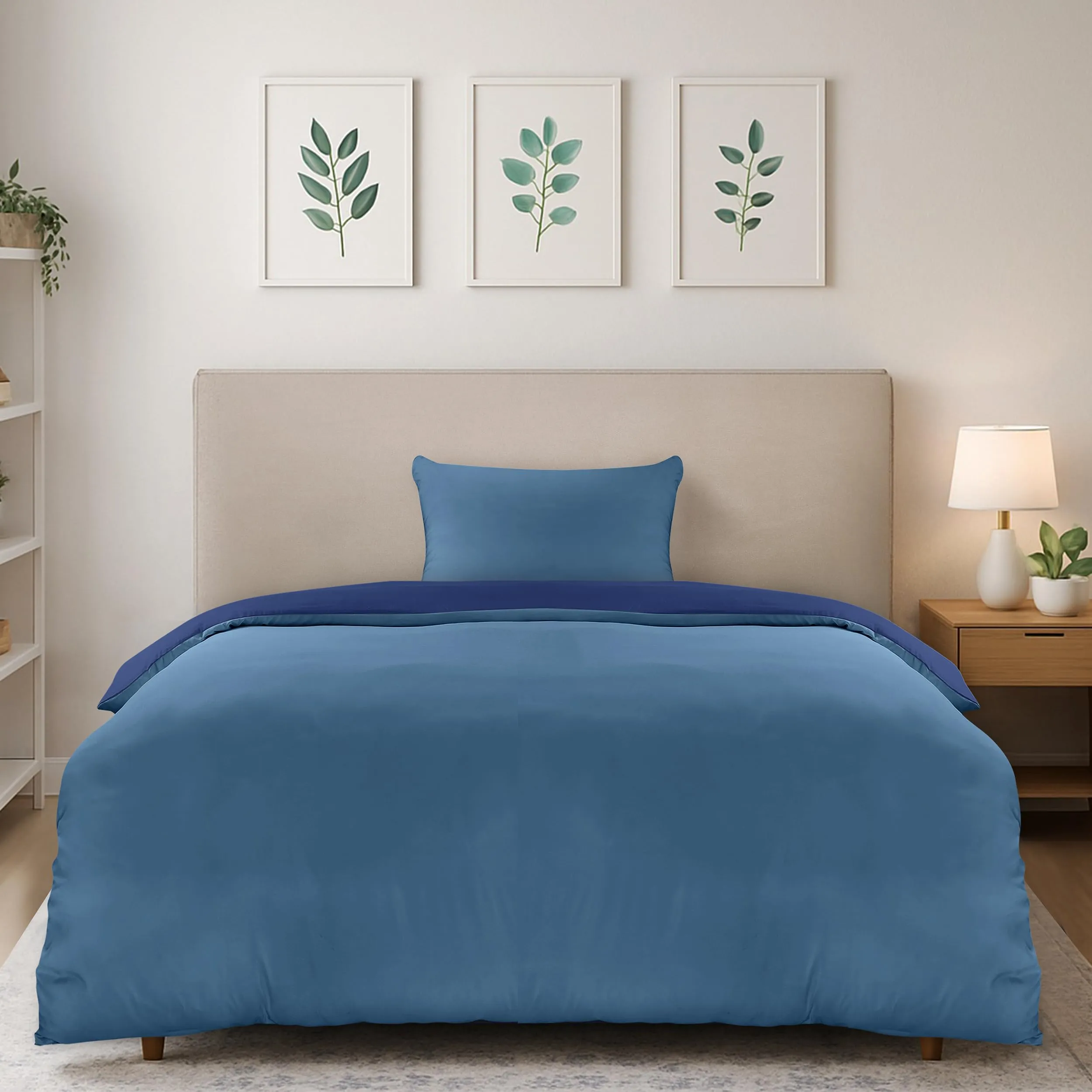 Utopia Bedding Set Copripiumino 135x200 cm e Federa 50x75 cm, Blu Navy/Azzurro - immagine 1