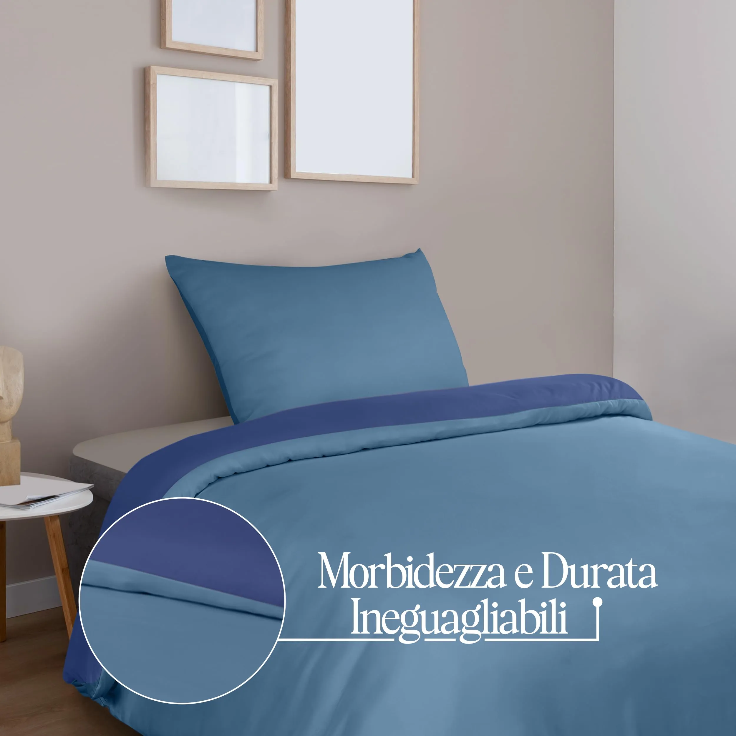 Utopia Bedding Set Copripiumino 135x200 cm e Federa 50x75 cm, Blu Navy/Azzurro - immagine 5
