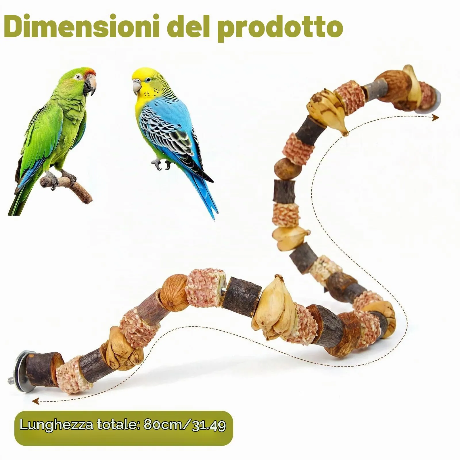Dexpally Posatoio e Gioco per Pappagalli e Uccelli, 80 cm - immagine 2