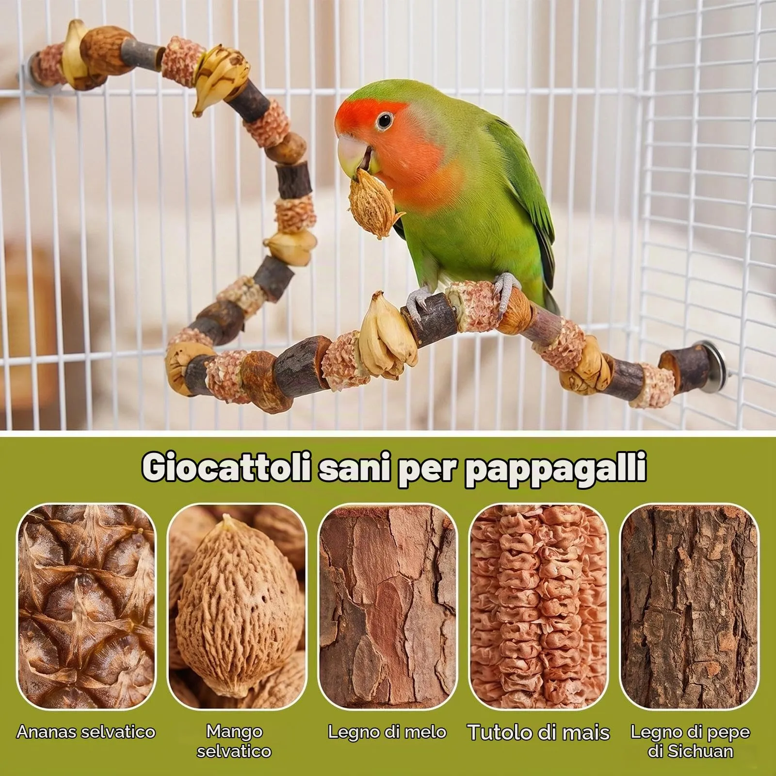 Dexpally Posatoio e Gioco per Pappagalli e Uccelli, 80 cm - immagine 4