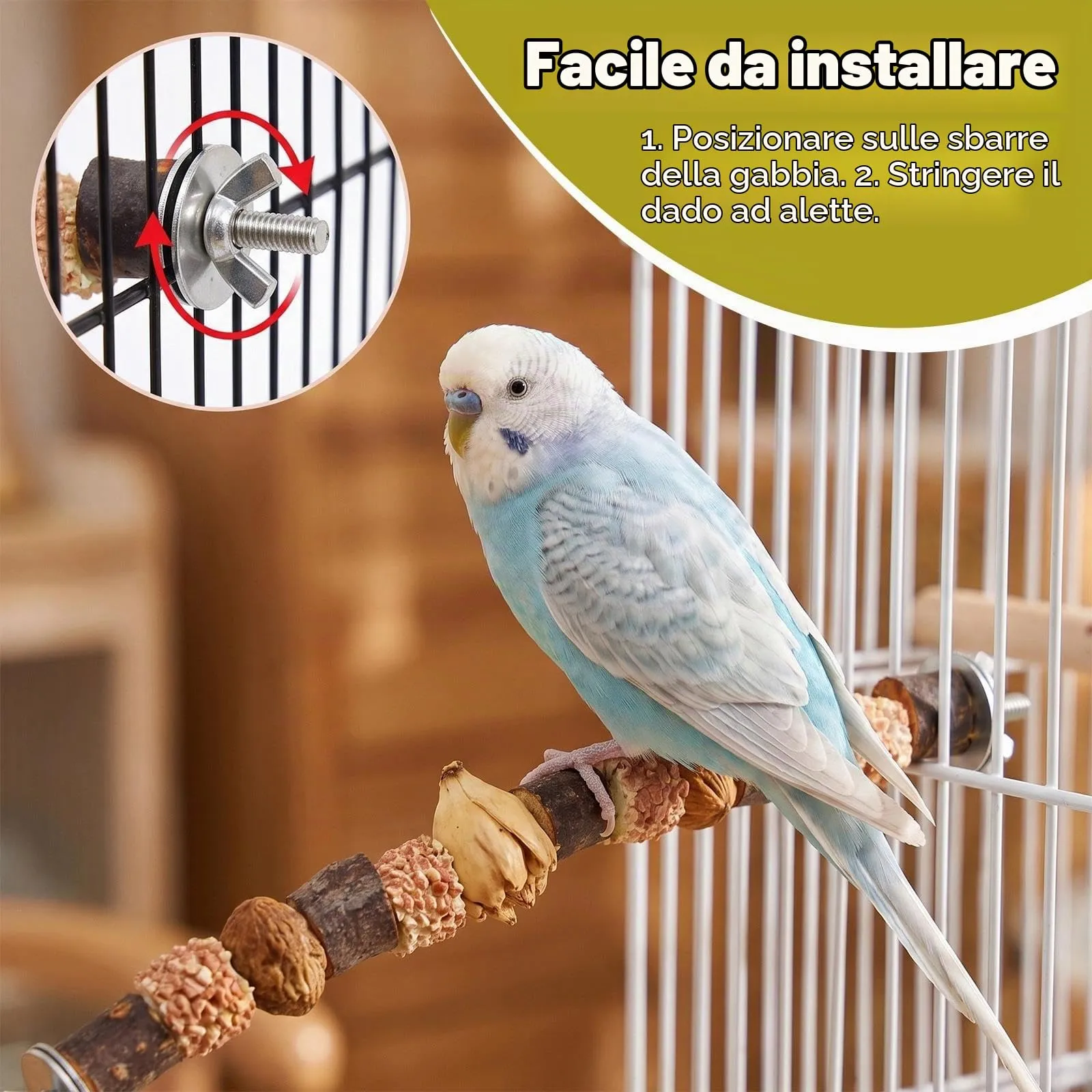 Dexpally Posatoio e Gioco per Pappagalli e Uccelli, 80 cm - immagine 6