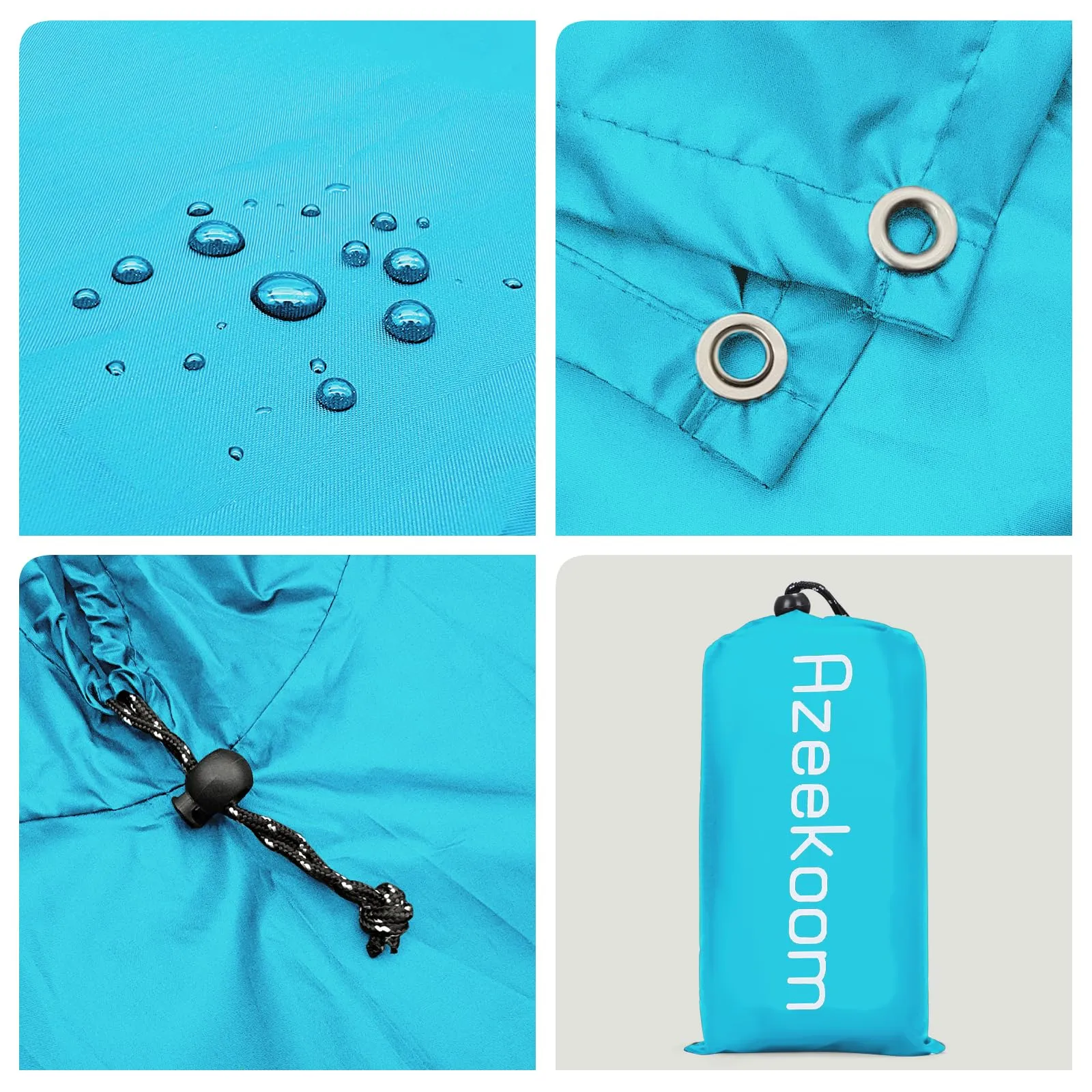 Azeekoom Poncho Impermeabile Multifunzionale con Cappuccio per Uomo e Donna, Blu Chiaro - immagine 2