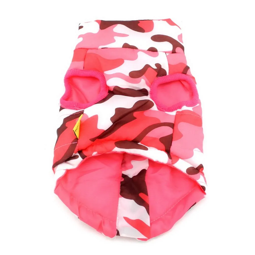 SELMAI Cappotto Impermeabile per Cani Piccoli e Gatti, Gilet con Anello a D, Mimetico Rosa, Taglia S - immagine 5