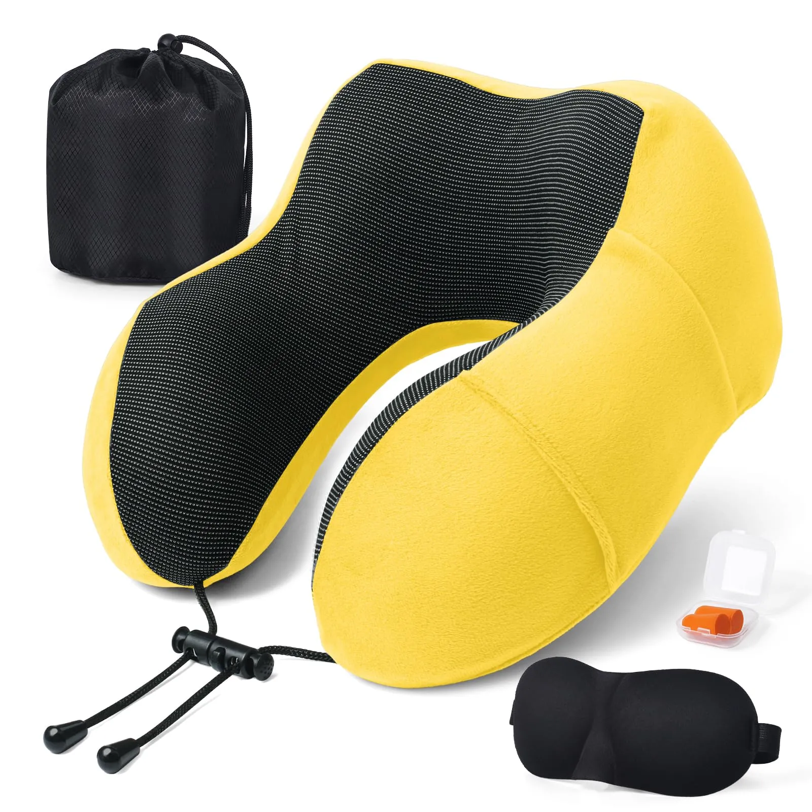 SOMLAW Cuscino da Viaggio in Memory Foam con Maschera per gli Occhi, Tappi per le Orecchie e Borsa - immagine 1